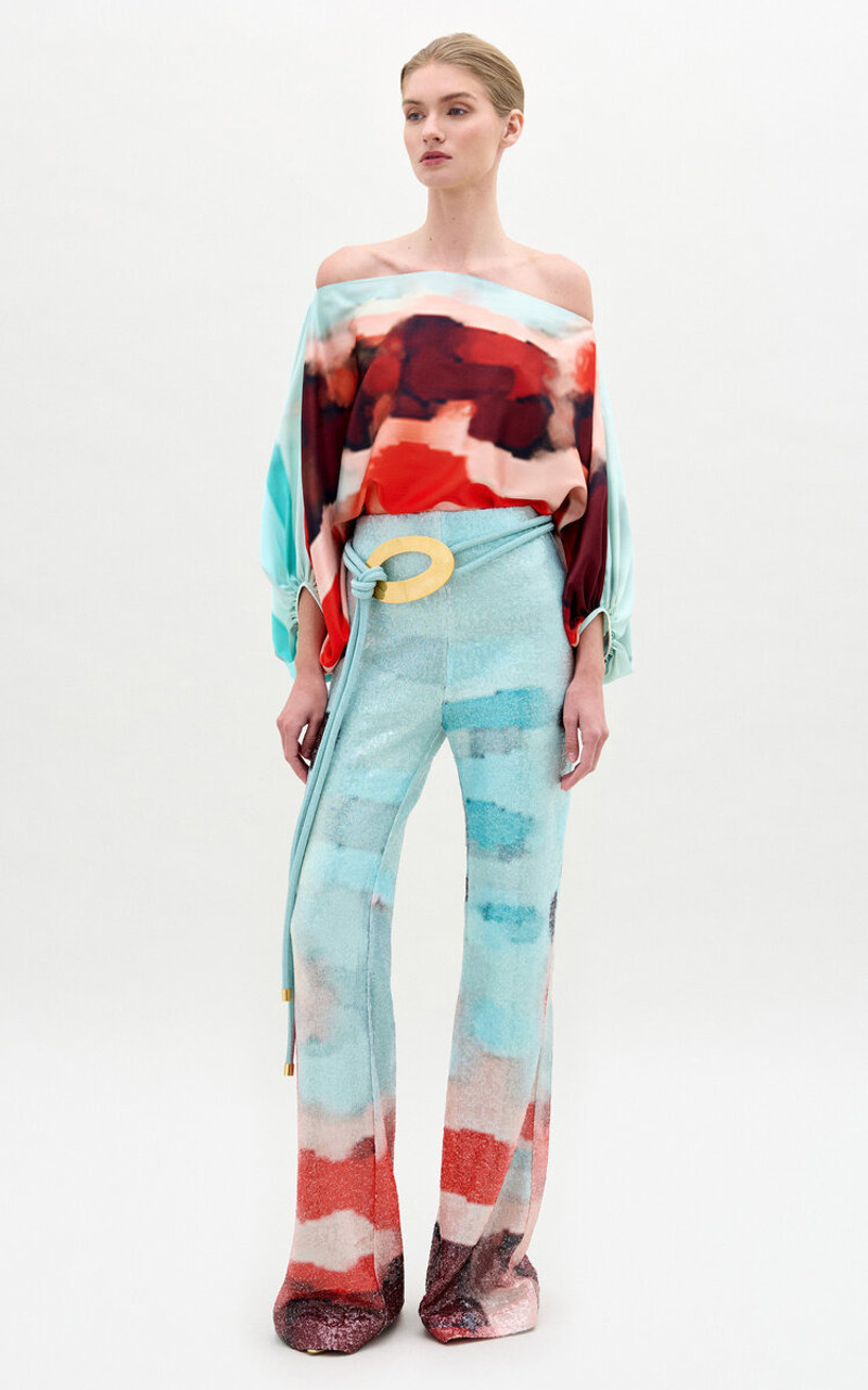 SILVIA TCHERASSI Bellagio Stretch-Silk Off-The-Shoulder Top multi outlook