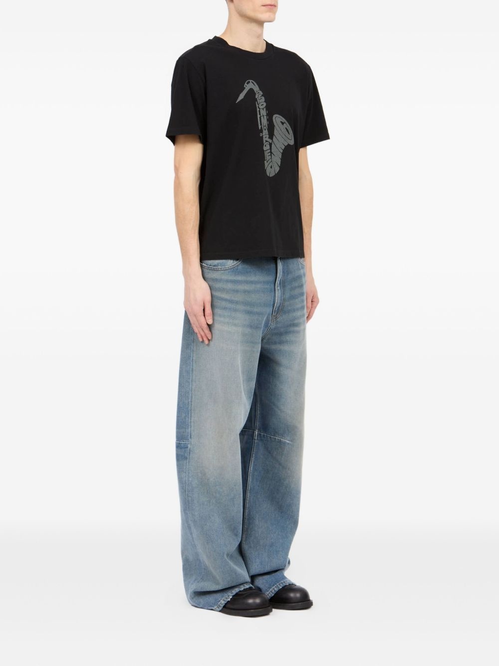 saxophone-print T-shirt - 3