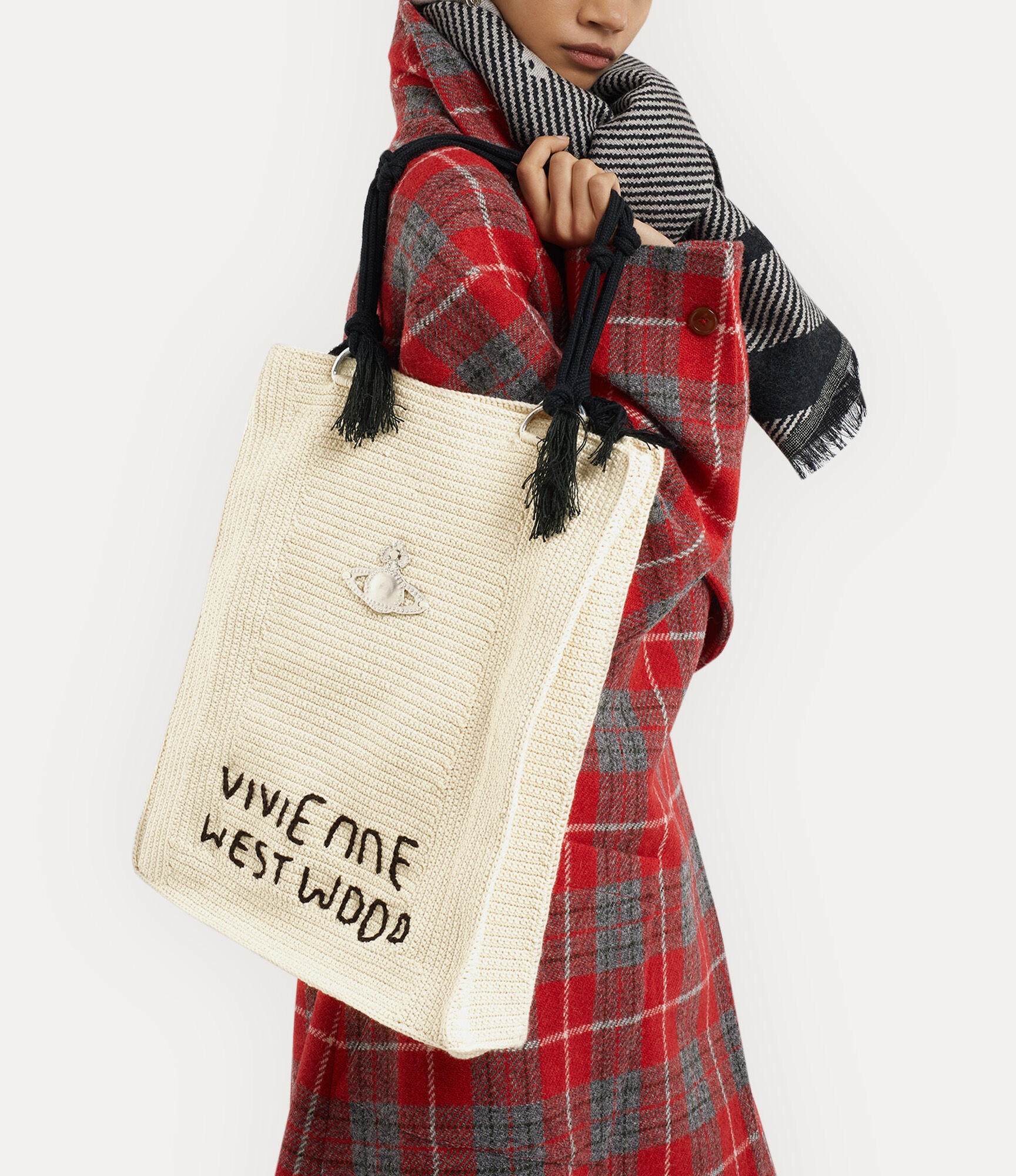 Vivienne Westwood LARGE MABEL CROCHET TOTE BAG | REVERSIBLE