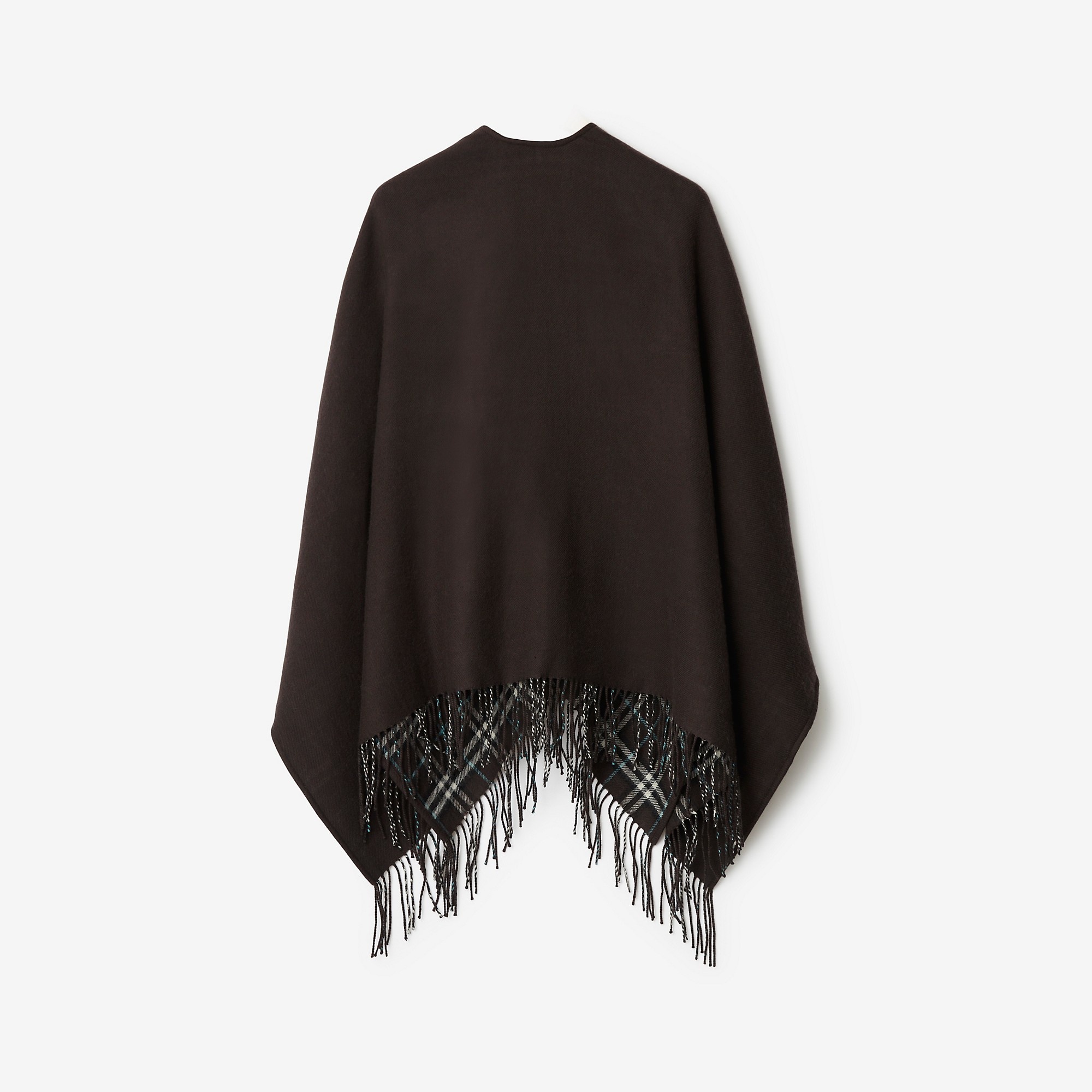 Check Wool Reversible Cape - 6