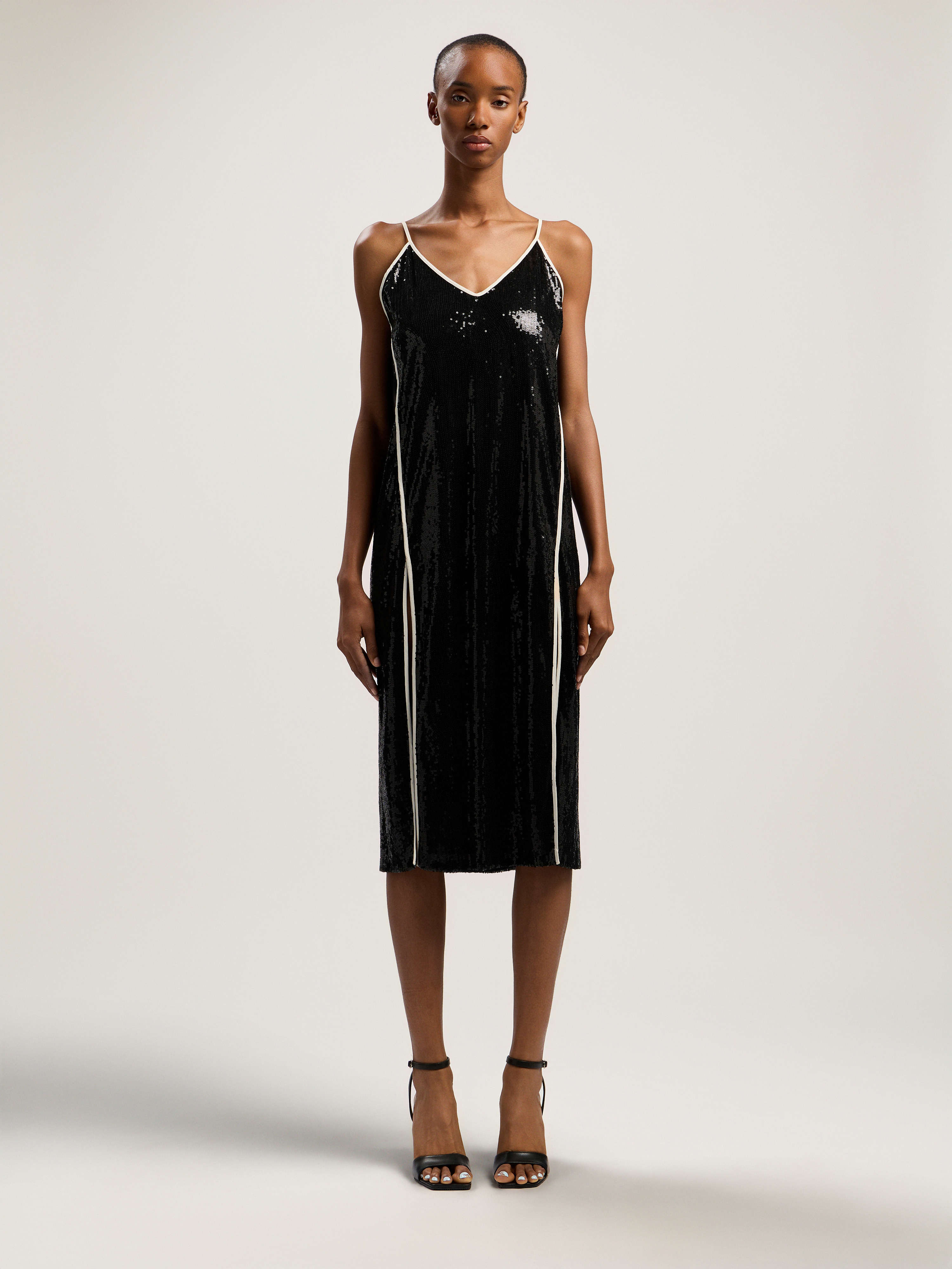 Curved Logo Sequin Slip Dress - 2
