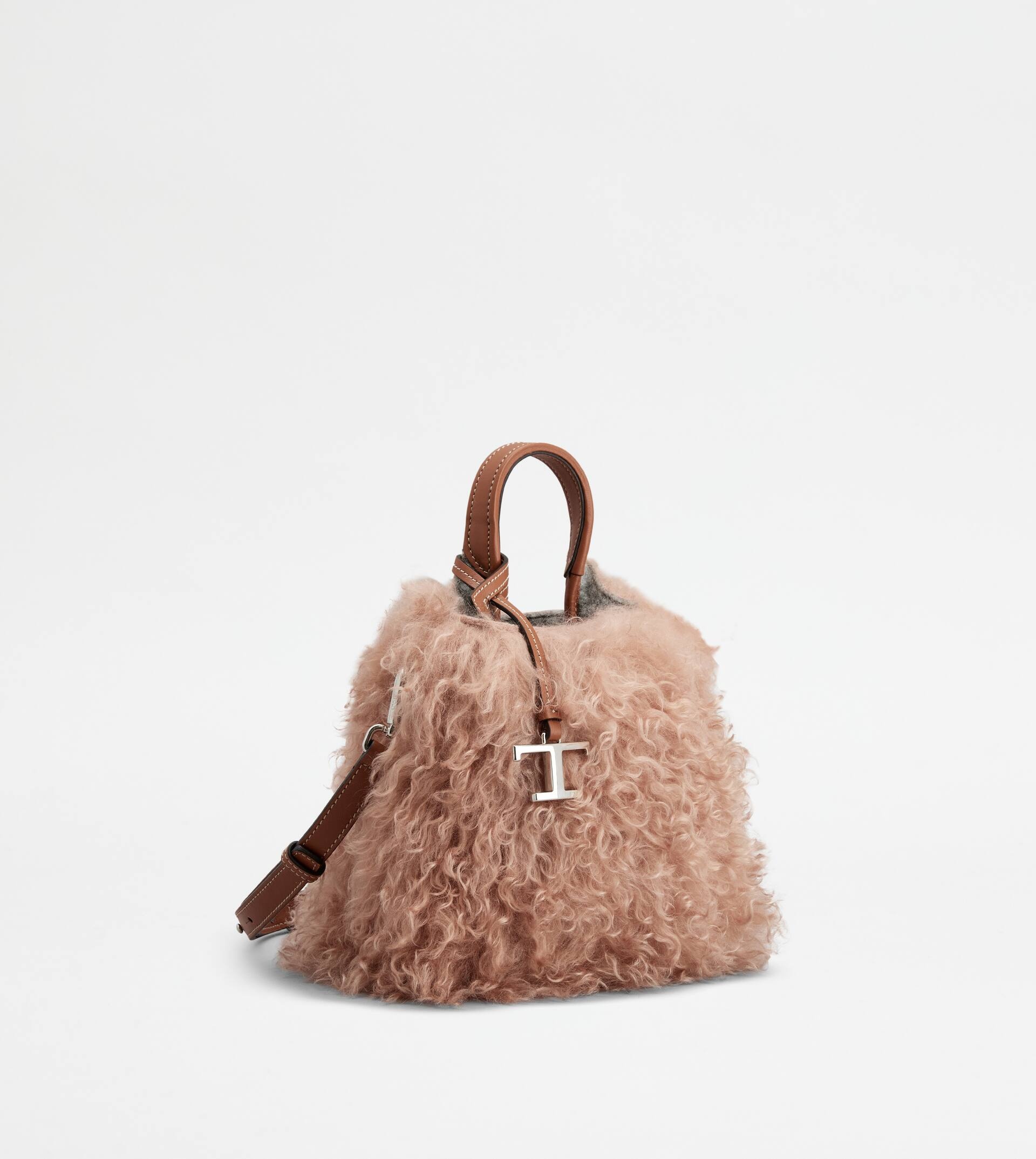 TOD'S MICRO BAG IN MOHAIR AND LEATHER MICRO - PINK - 2
