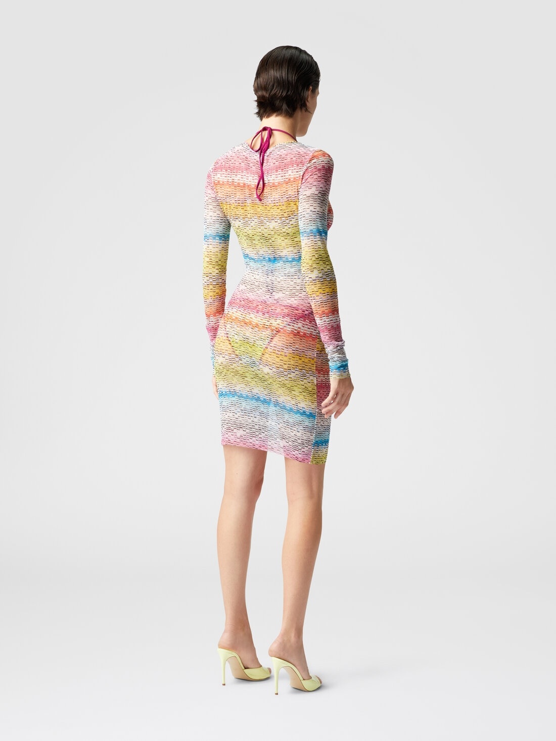 Long-sleeved dress in printed tulle - 3