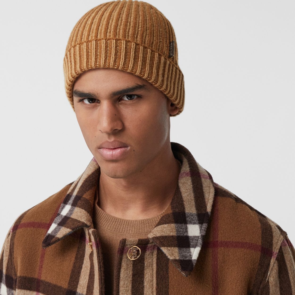 Rib Knit Cashmere Beanie - 4