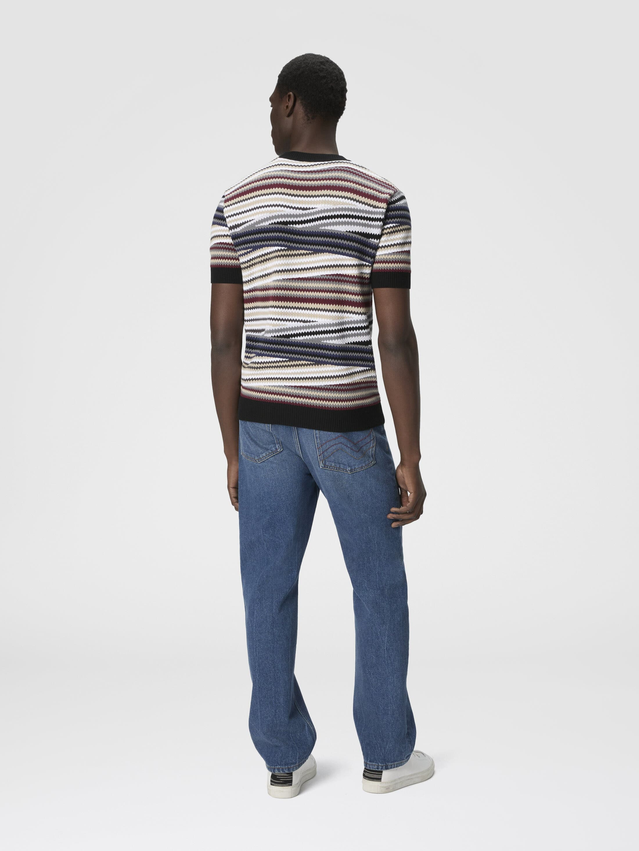 Missoni Short Sleeve T-shirt With Striped Micro Zigzag in Multicoloured at Nordstrom - 3