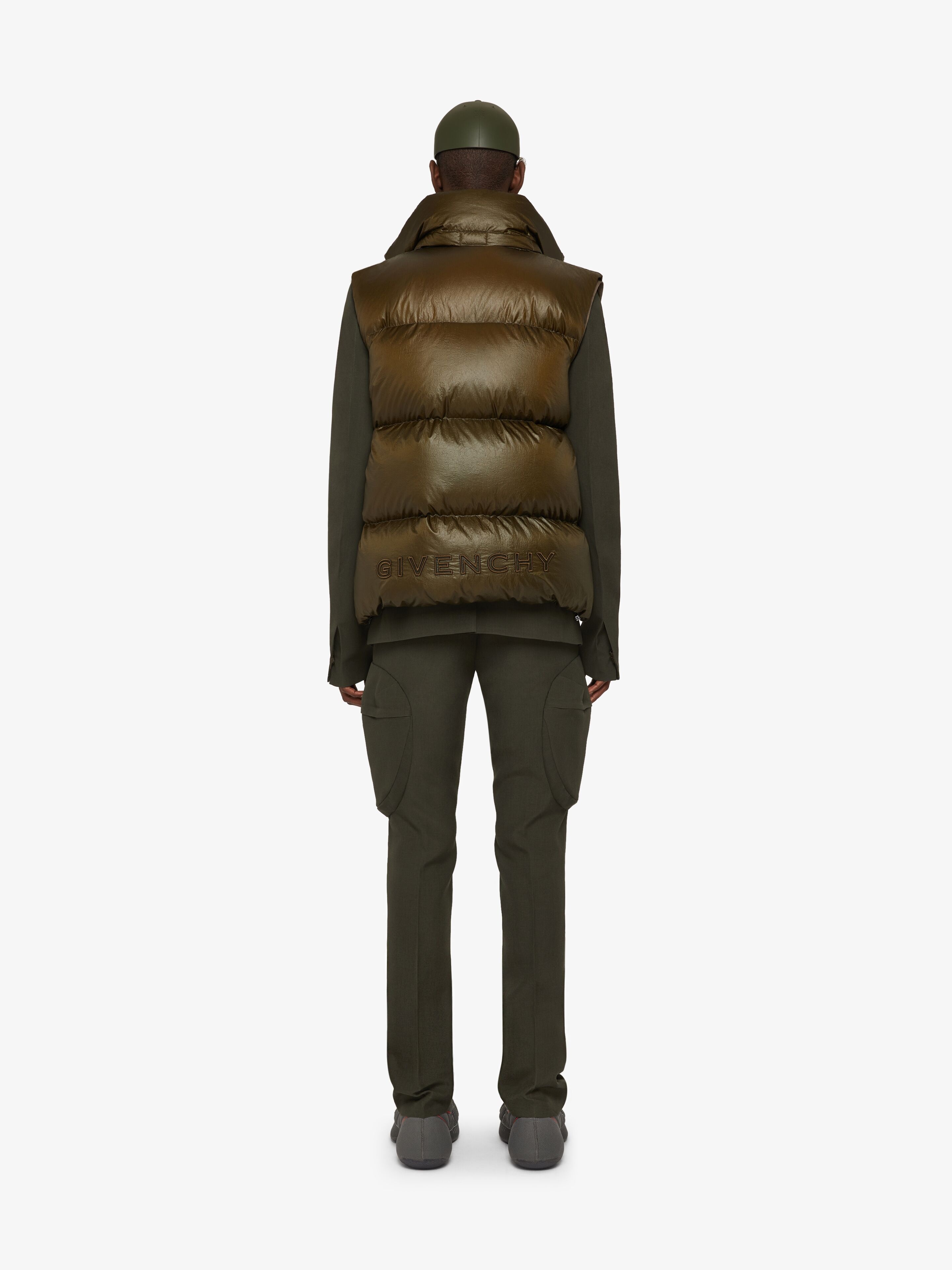 SLEEVELESS PUFFER JACKET IN EMBROIDERED NYLON - 4