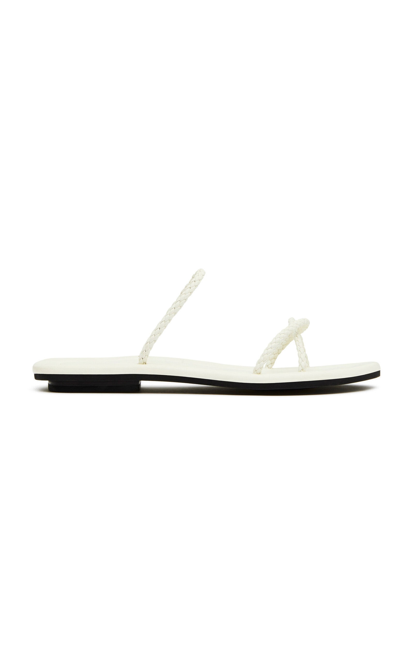 Woven Leather Rope Slides white - 1