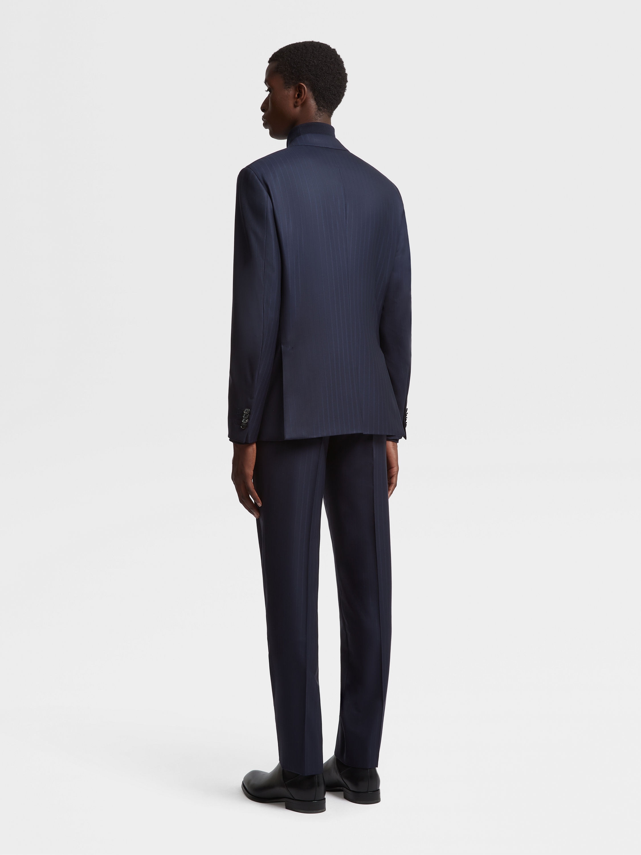 NAVY BLUE AND BLUE 15MILMIL15 WOOL SUIT - 4