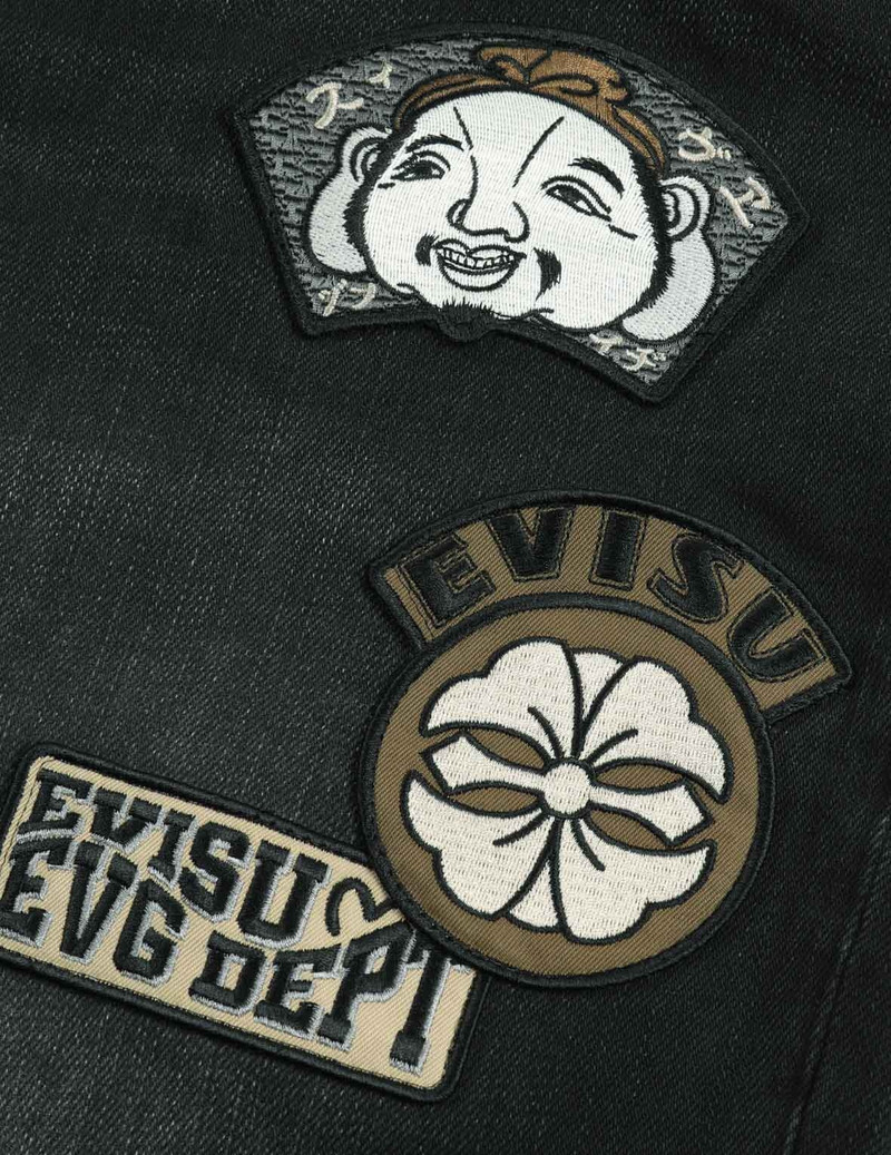 MULTI BADGES AND SEAGULL PRINT LOOSE FIT DENIM JOGGERS 9