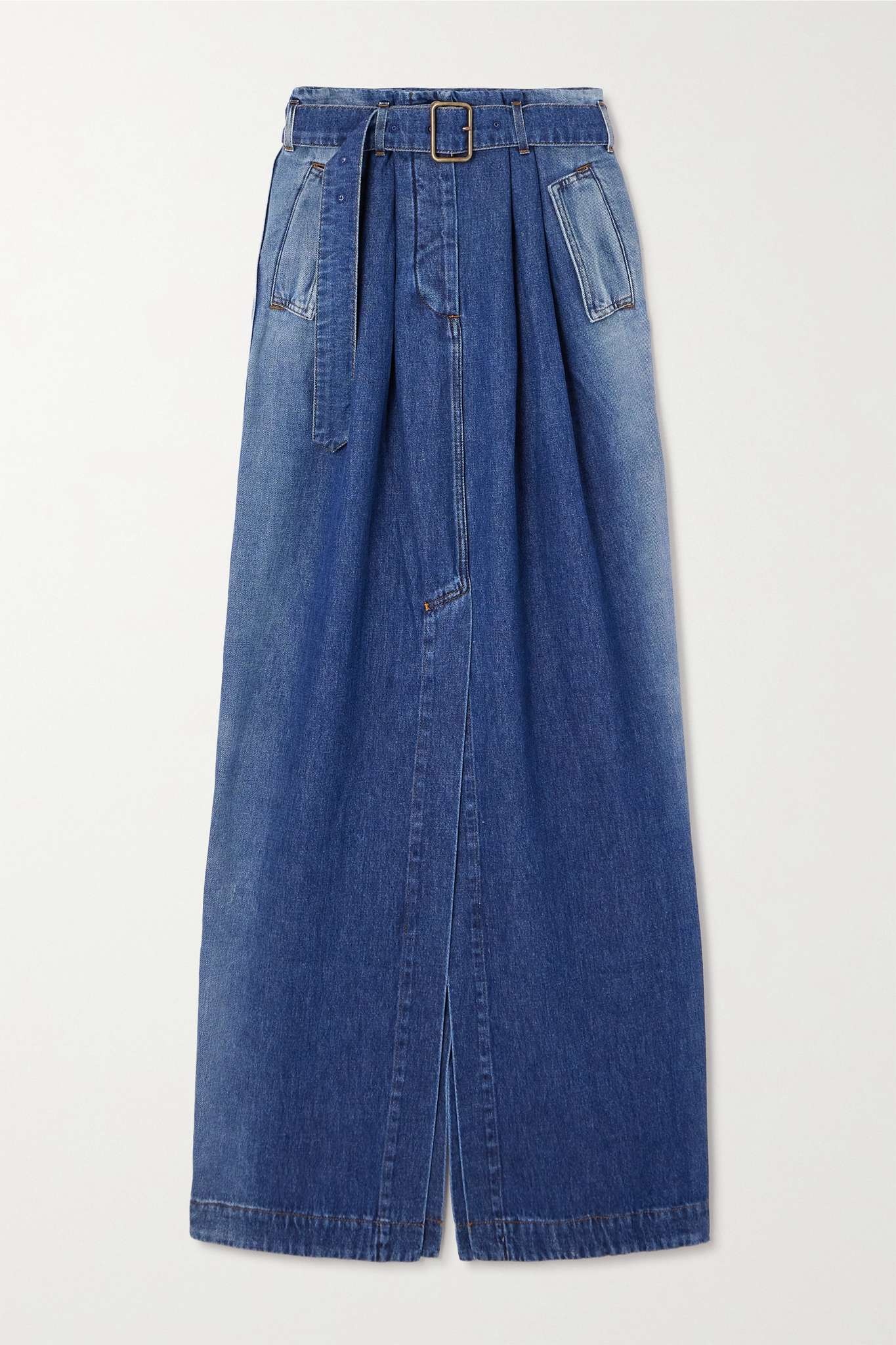 Belted denim maxi skirt - 1