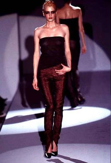 Gucci Spring 1997 Tom Ford Metallic Brown Glitter Lurex Pants 40 - 2