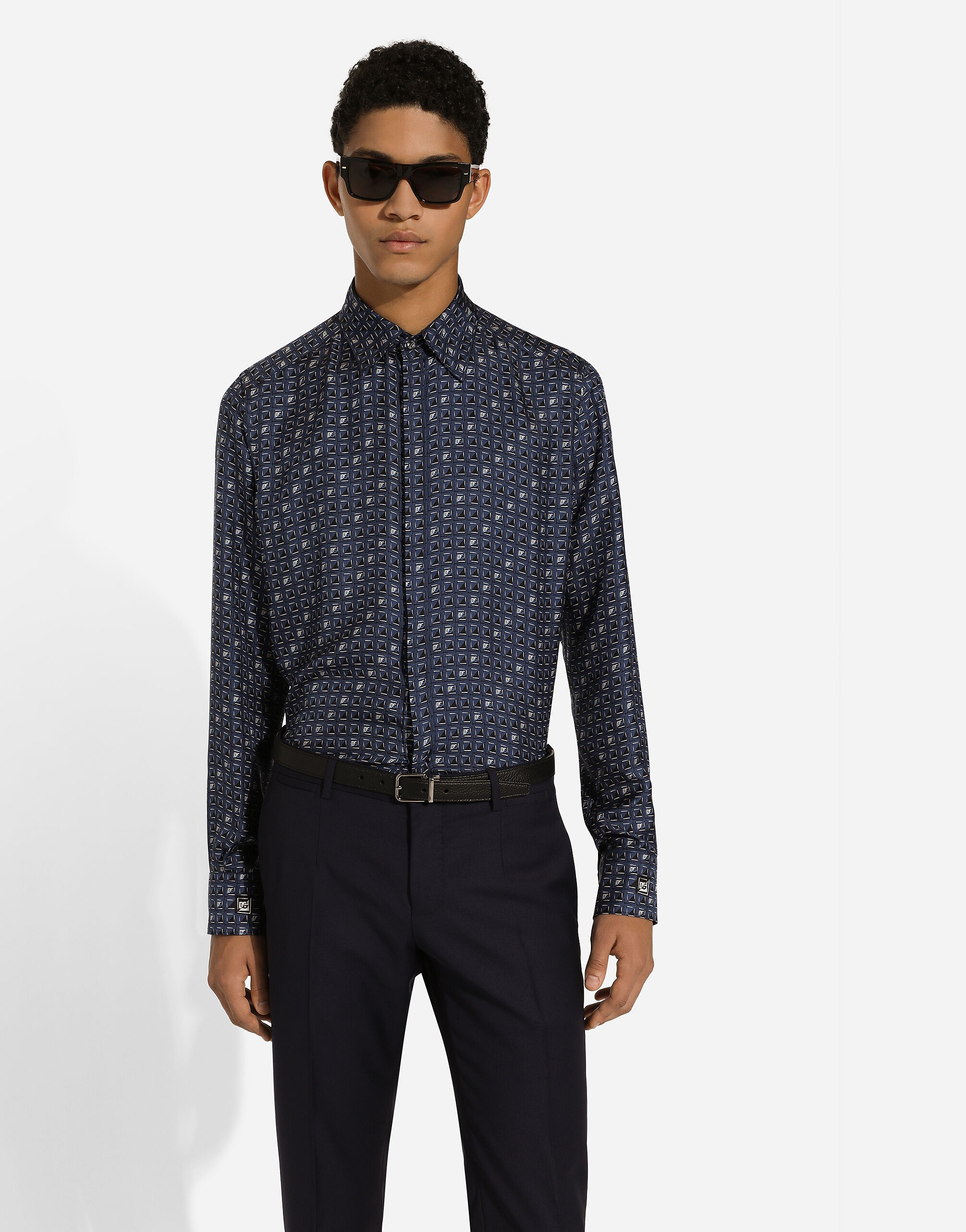 Silk Martini-fit shirt with tie print - 4