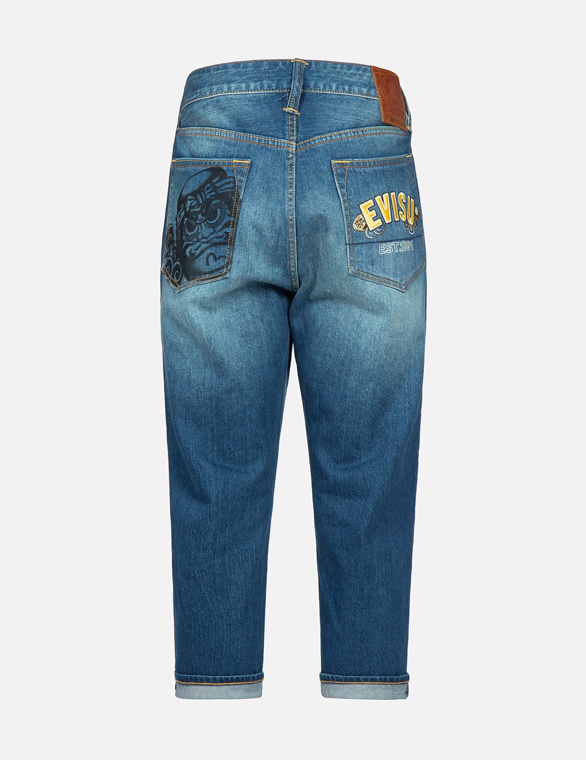 TAIKO DARUMA PRINT CROPPED-FIT JEANS #2027 - 2