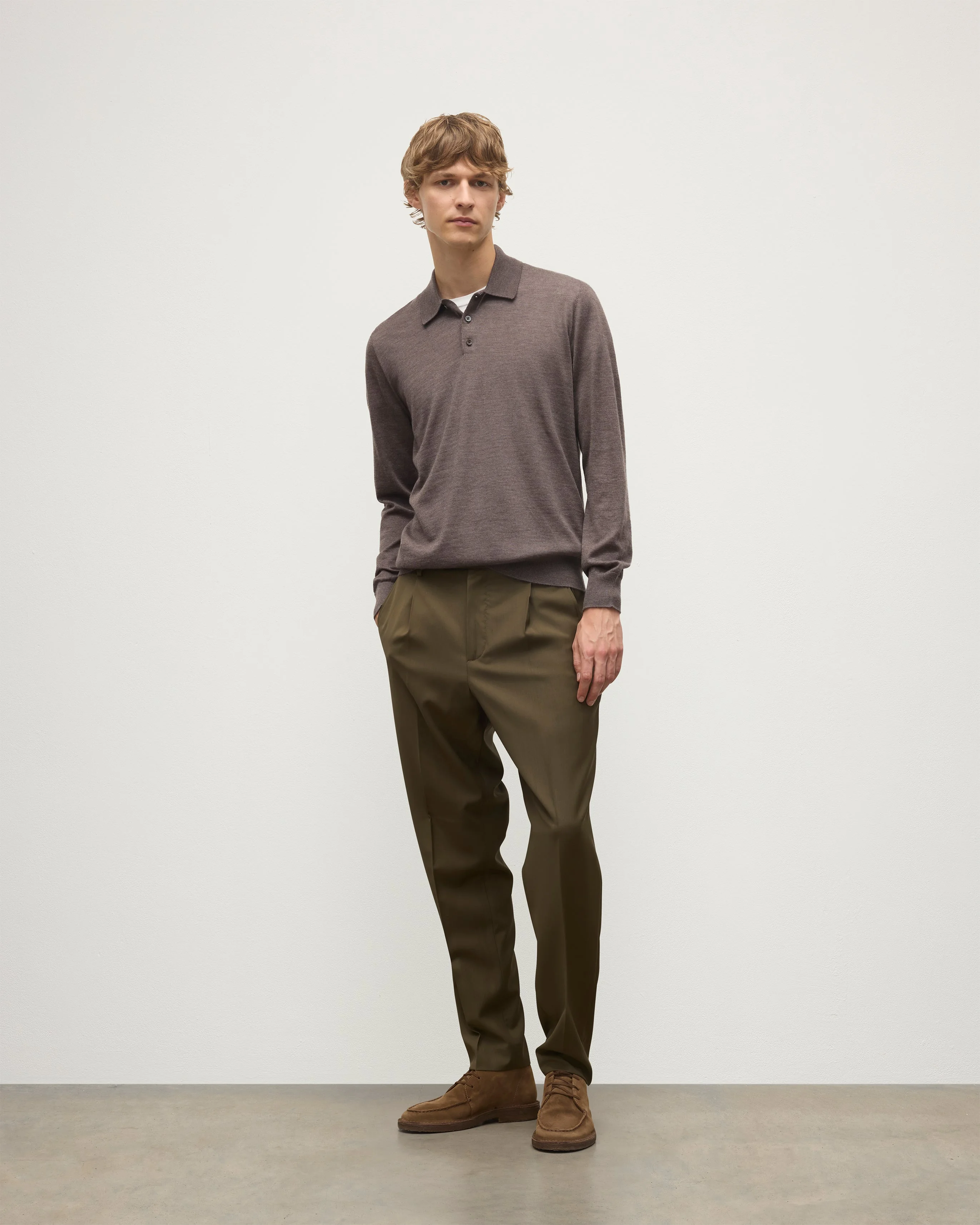 Fin Brown Cashmere Polo Shirt - 1