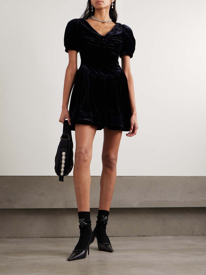 SHUSHU/TONG Gathered Velvet Mini Dress outlook