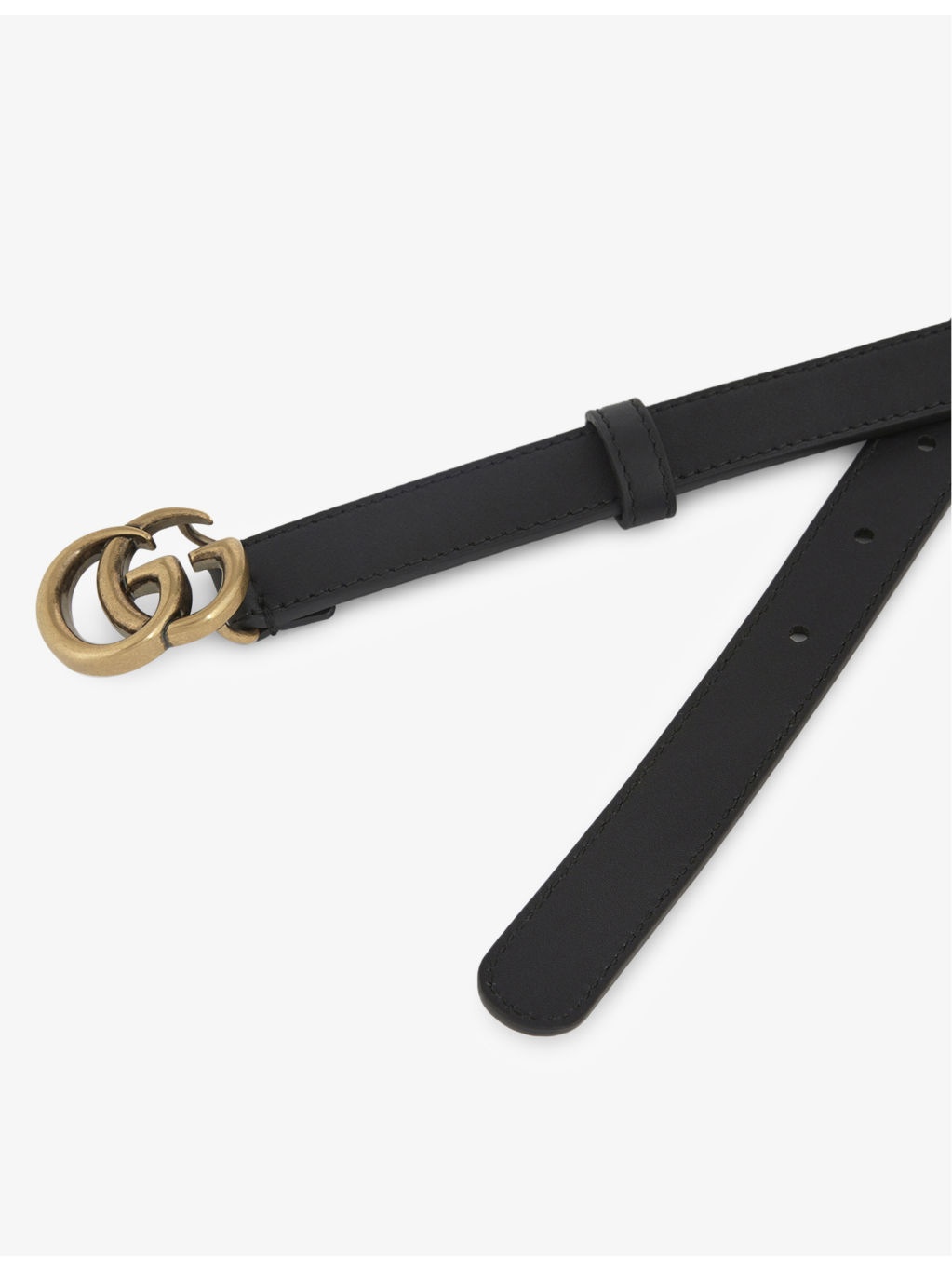 GG buckle thin leather belt - 2