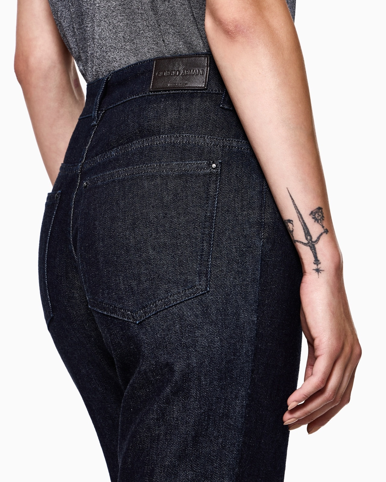 DENIM COLLECTION FIVE-POCKET FLARED TROUSERS IN STRETCH DENIM - 5