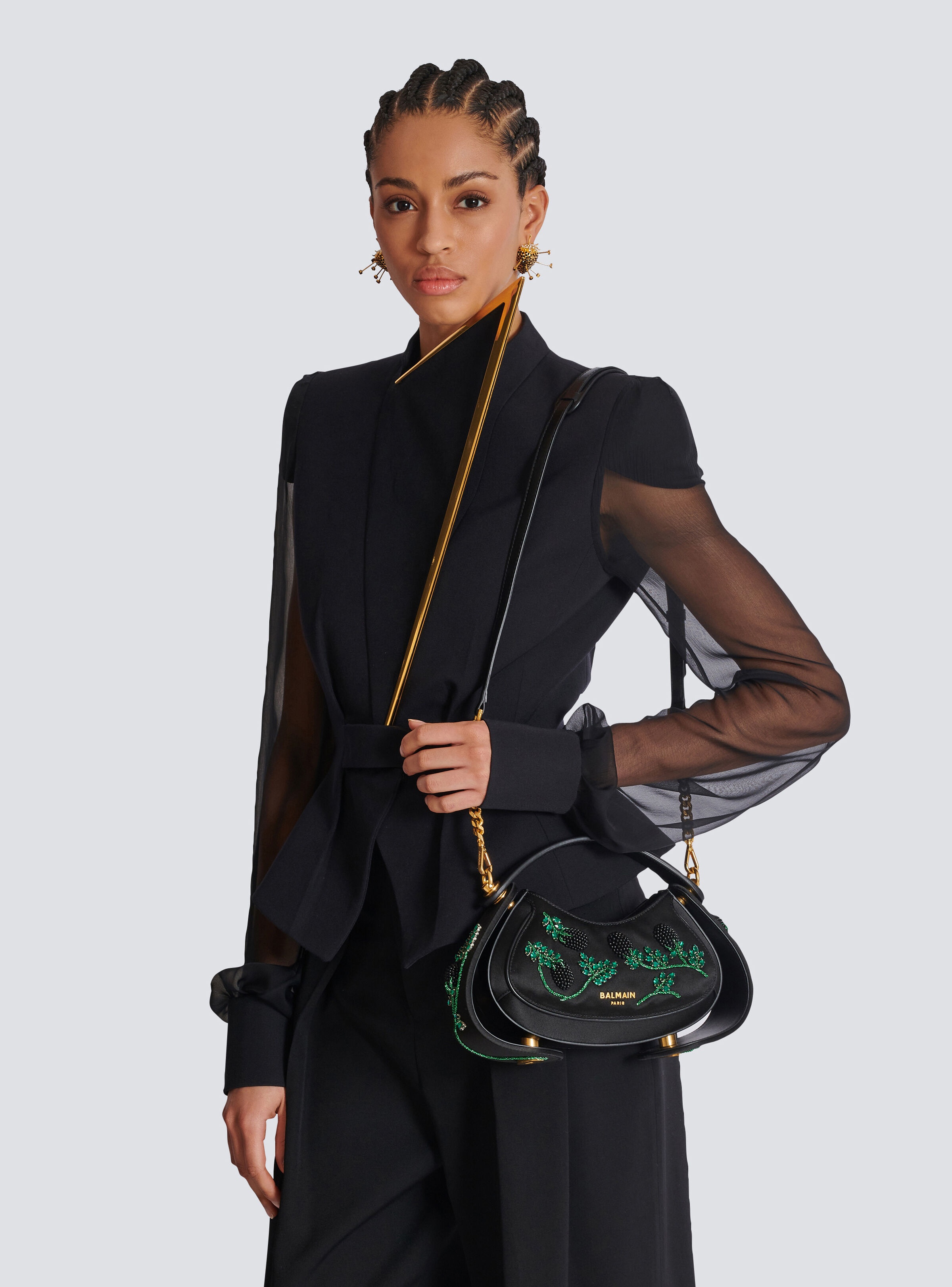Small Jolie Madame bag in Blackberry-embroidered satin - 8