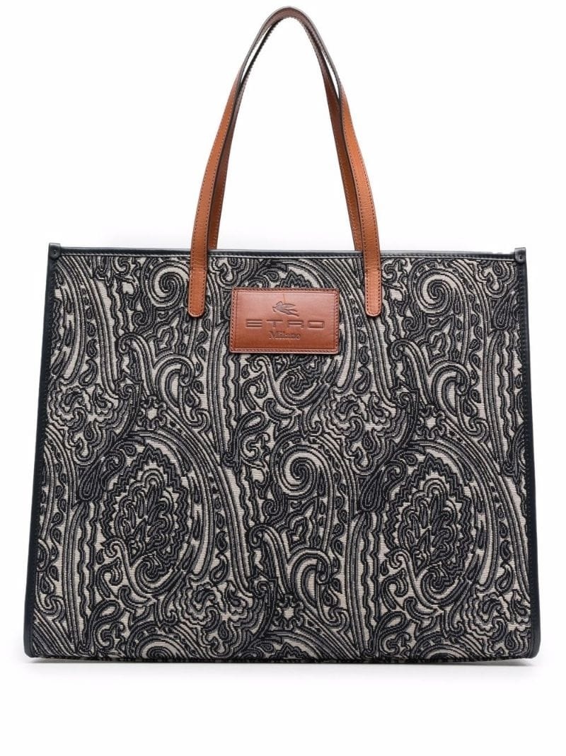 logo-patch paisley-embroidered tote bag - 1