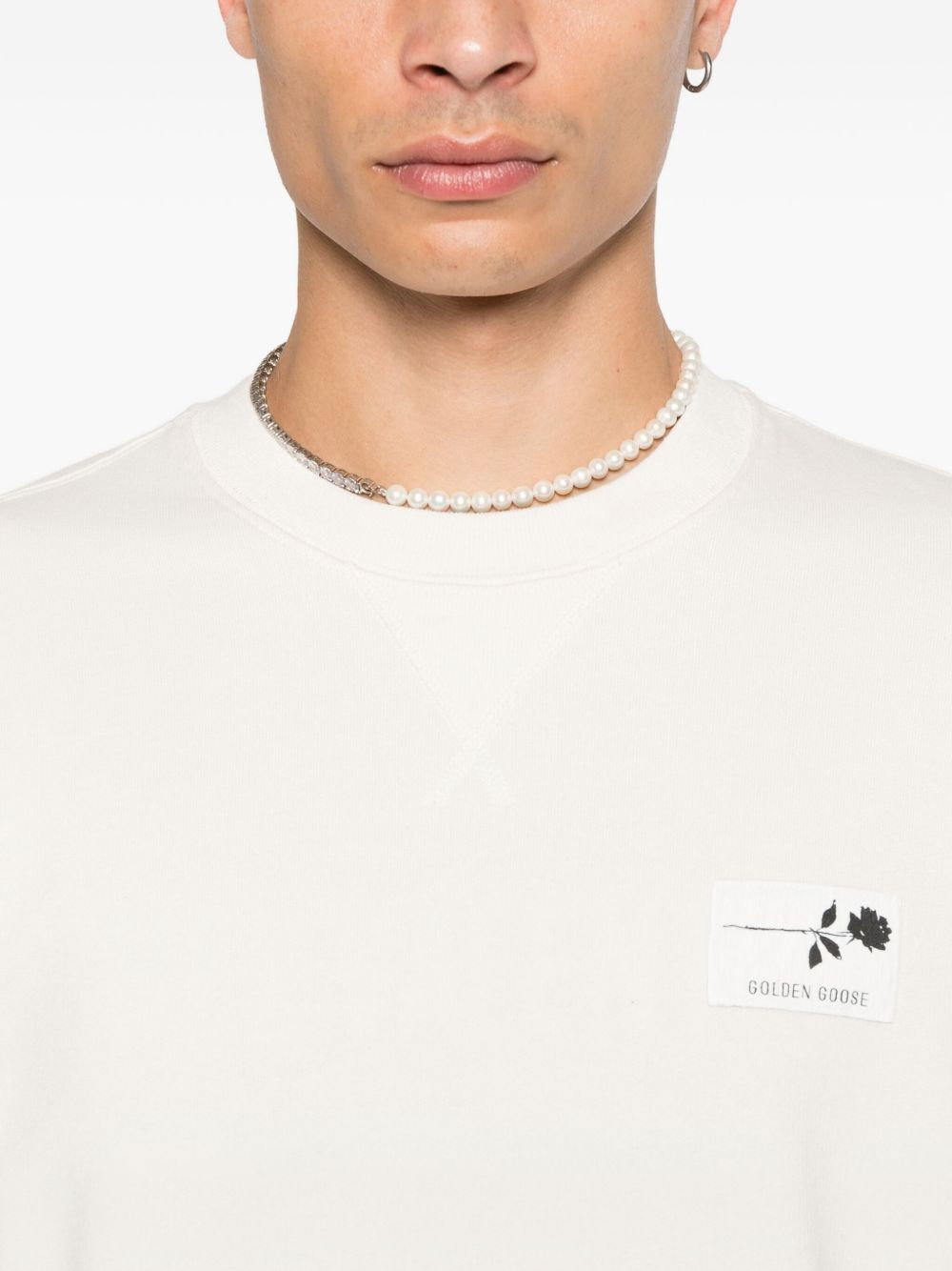 rose-embellished cotton sweatshirt - 5