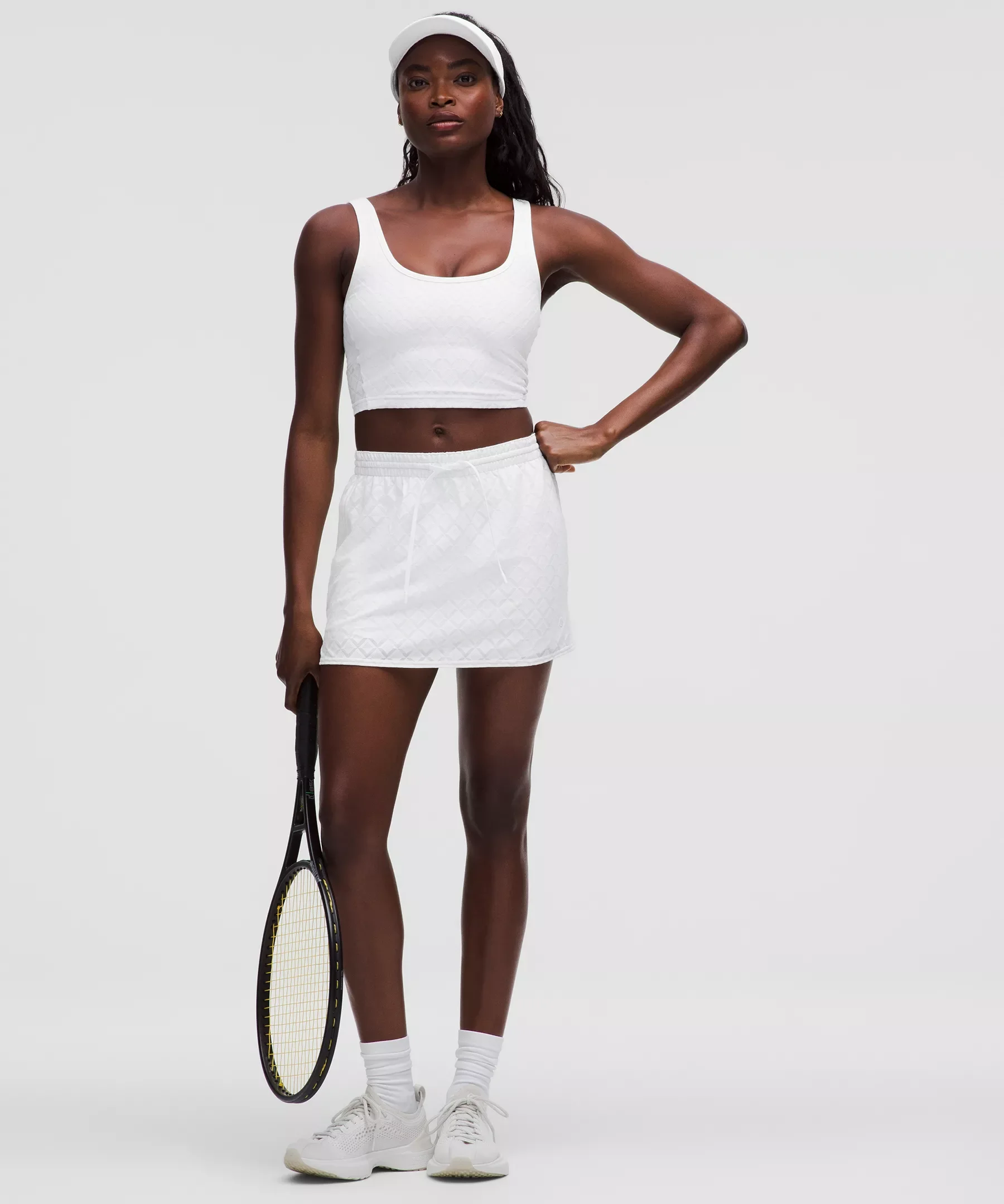 Textured Mesh High-Rise Tennis Skirt - 1