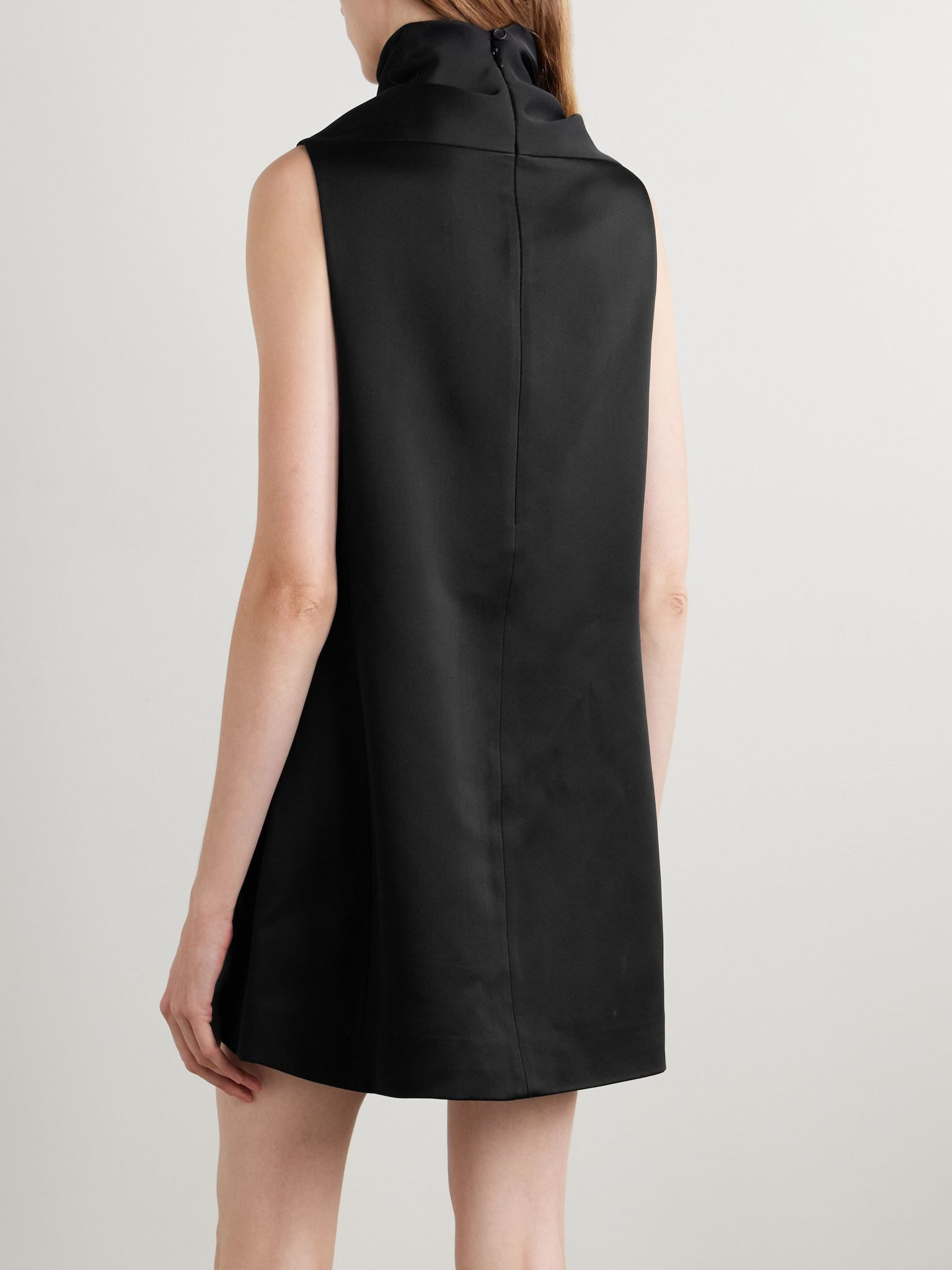 Daria satin-crepe turtleneck mini dress Black - 3
