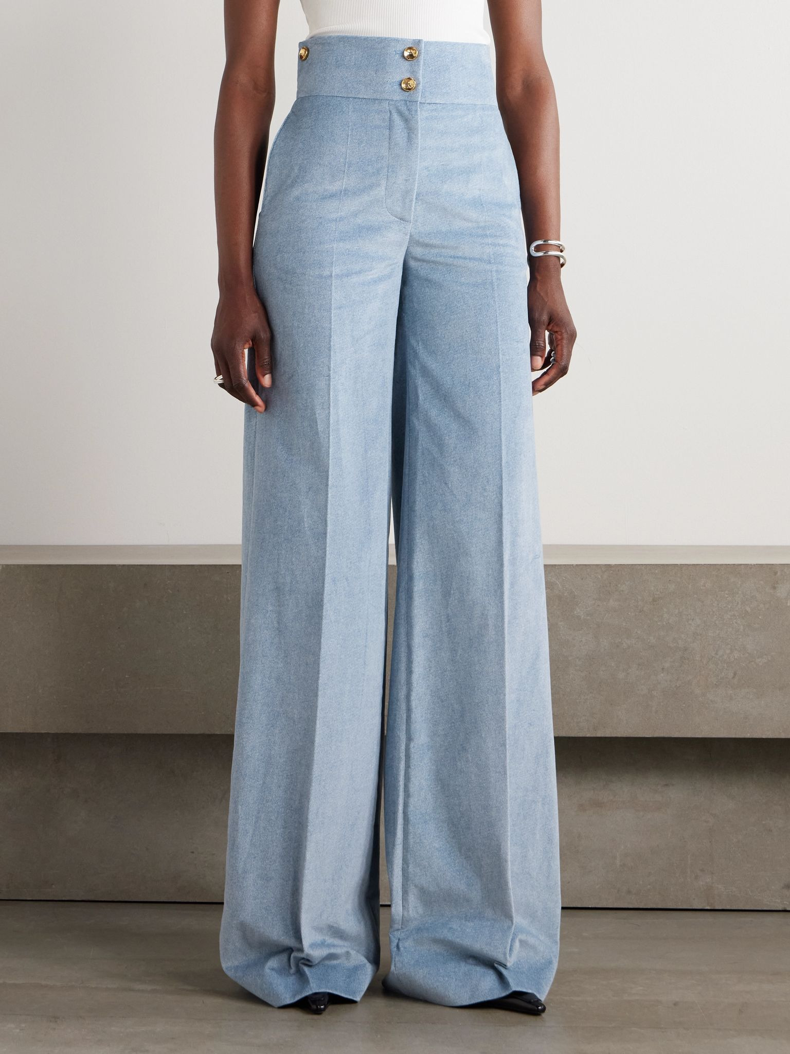 Rudy cotton-twill wide-leg pants Light blue - 3