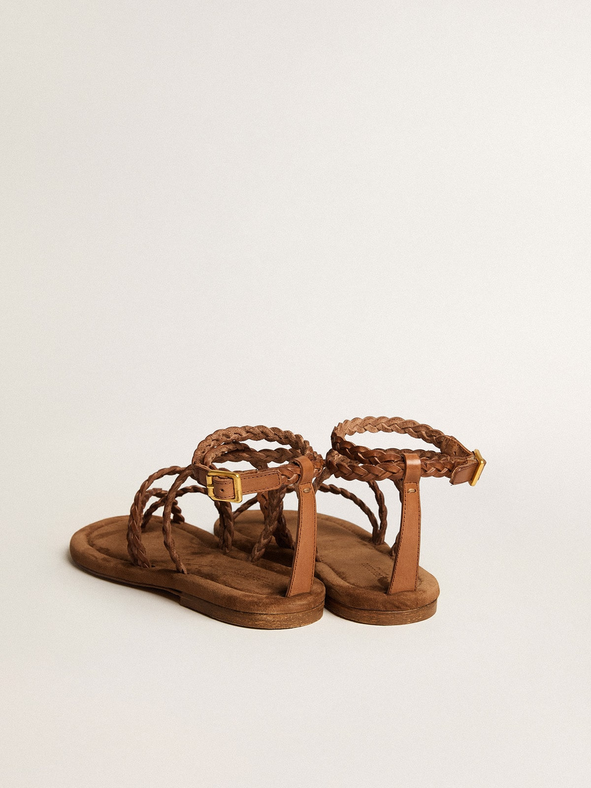 Penelope flat sandals in brown leather with suede sole - 5