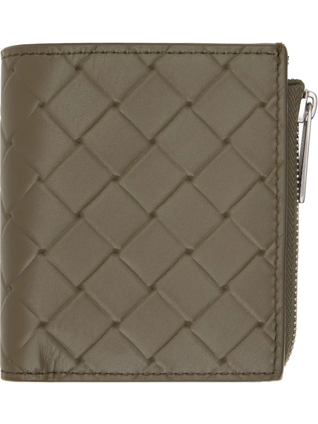 Khaki Intrecciato Stamp Bi-Fold Wallet - 1