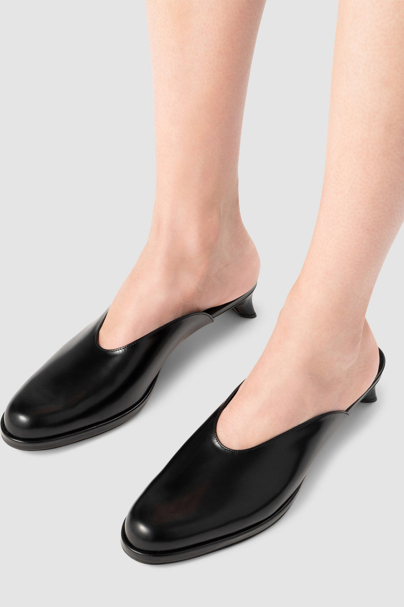 Babylady Black Semi Patent Leather Slip-On Mule 6