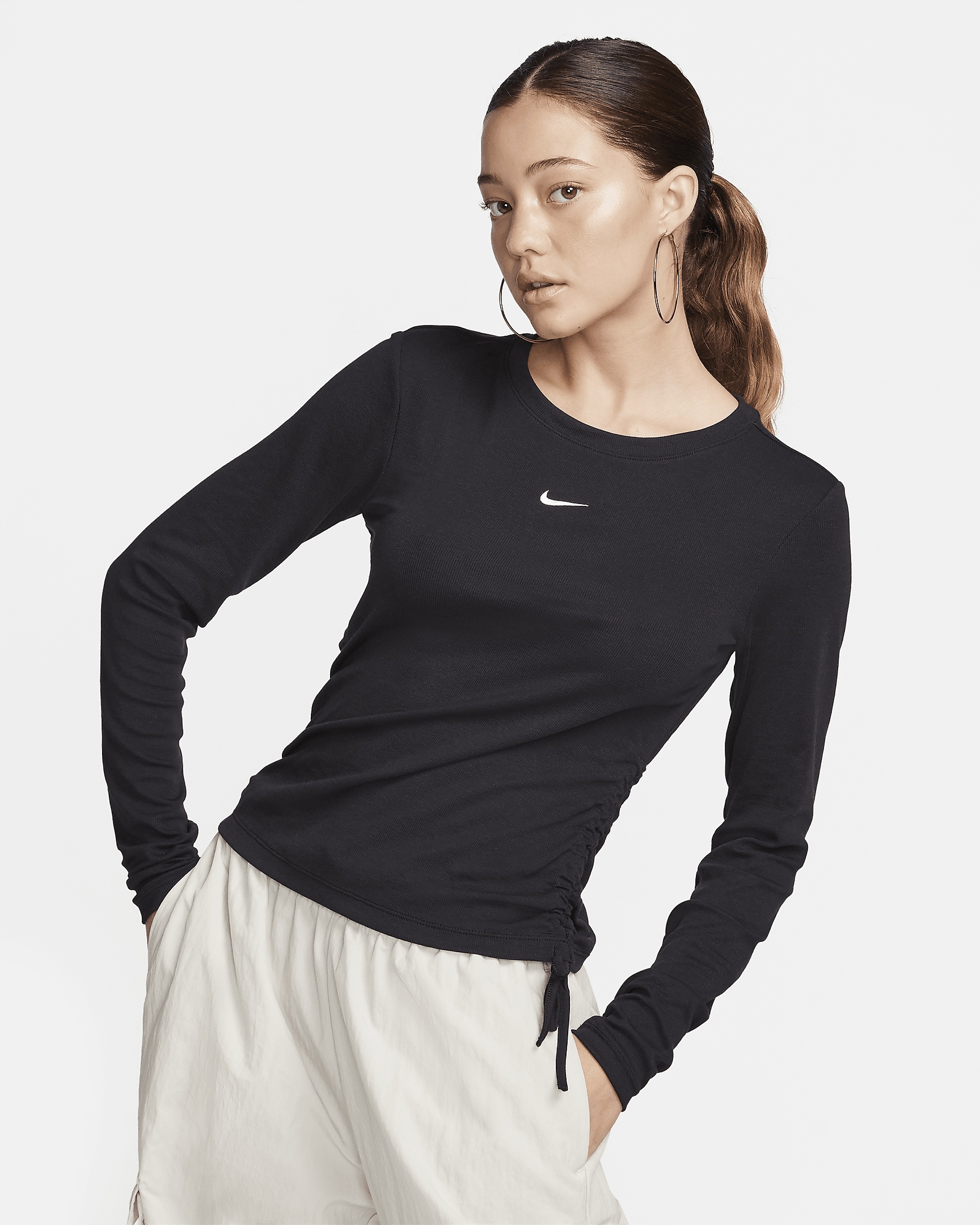 Nike Sportswear Essential Women's Ribbed Long-Sleeve Mod Crop Top - 1