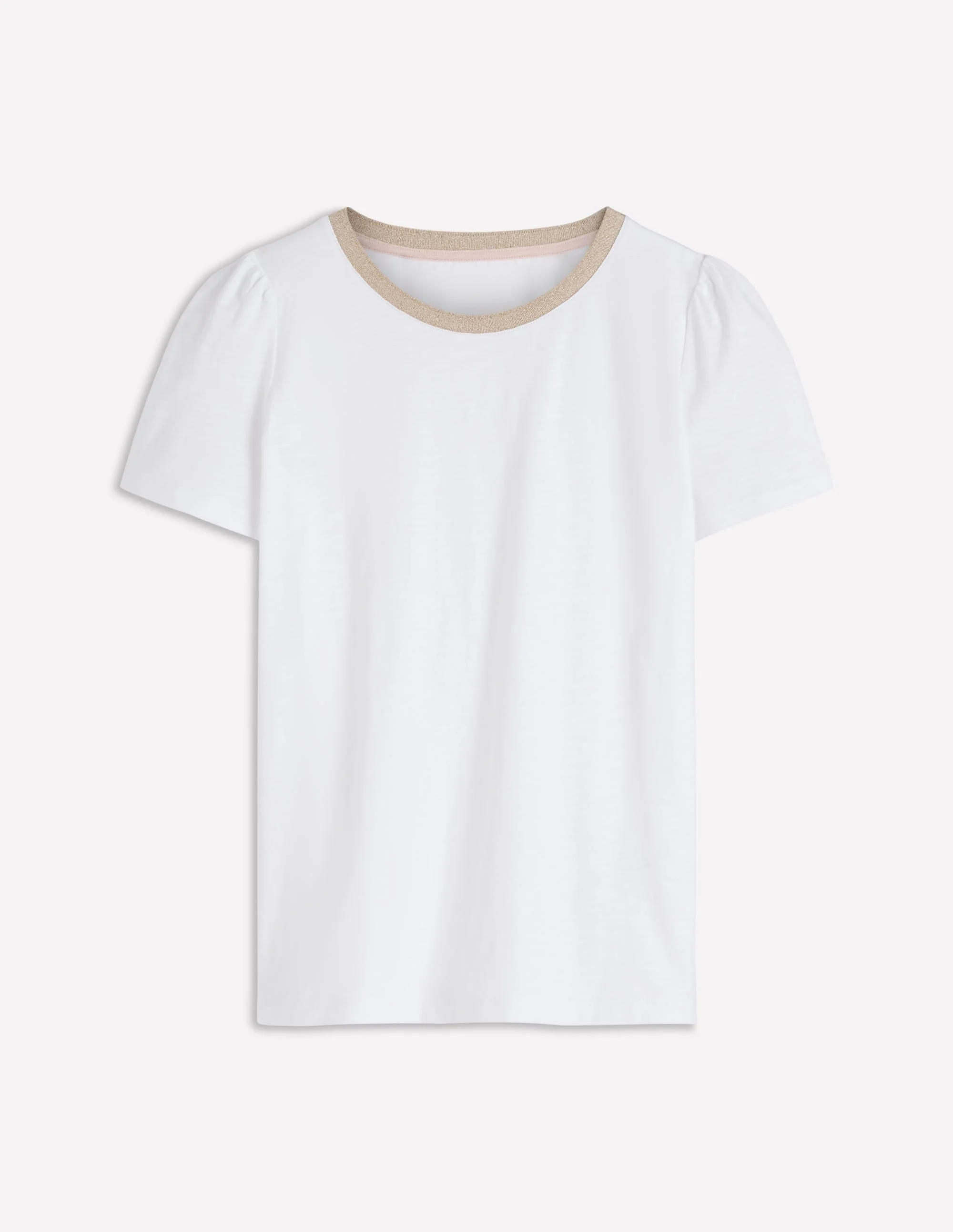 Metallic Trim T-Shirt-White - 1