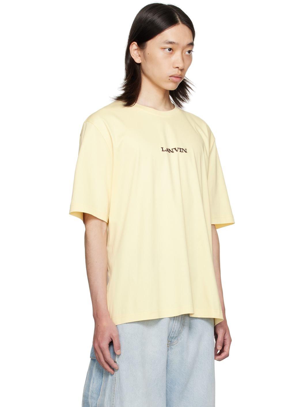 Yellow 'Lanvin' Embroidered Classic T-Shirt - 2
