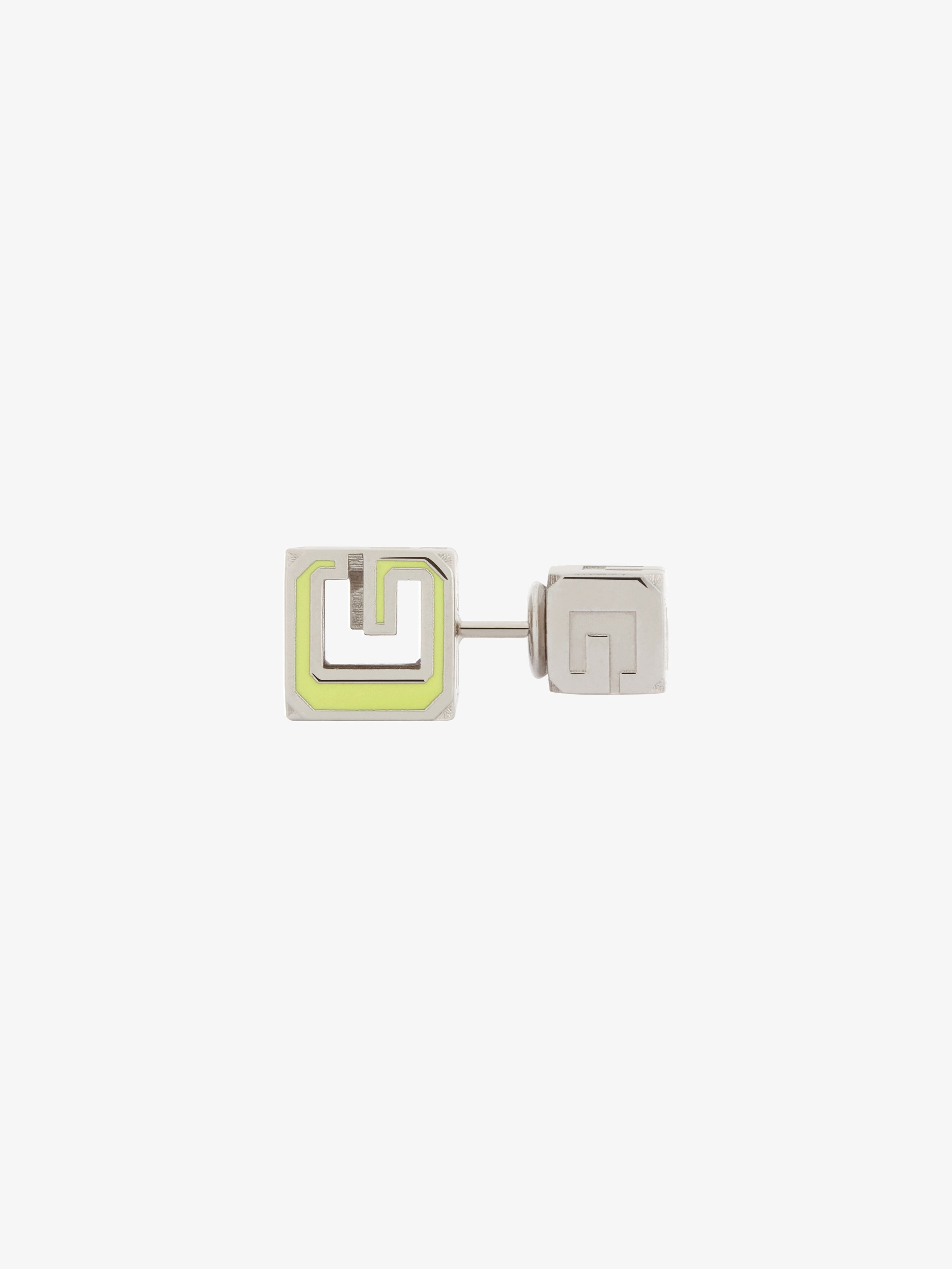 G CUBE STUD EARRING IN METAL AND ENAMEL - 9