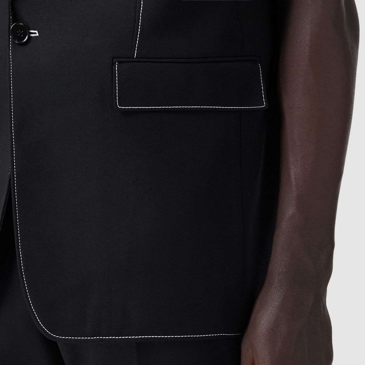 Sleeveless Grain de Poudre Wool Tailored Jacket - 5