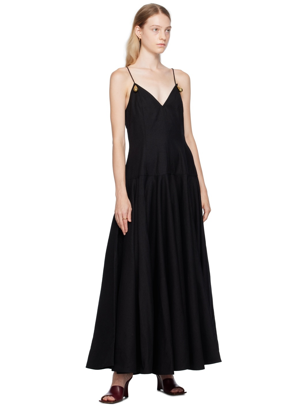 Black Metal Drops Maxi Dress - 4