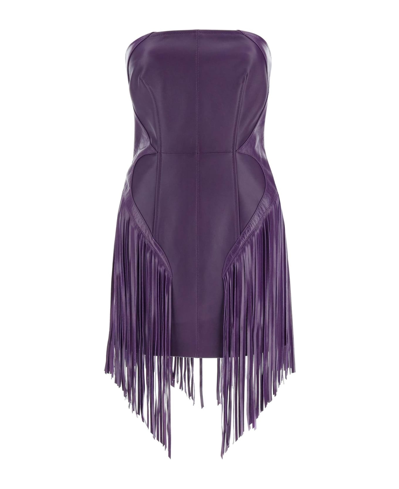 Fringed Leather Minidress - 1