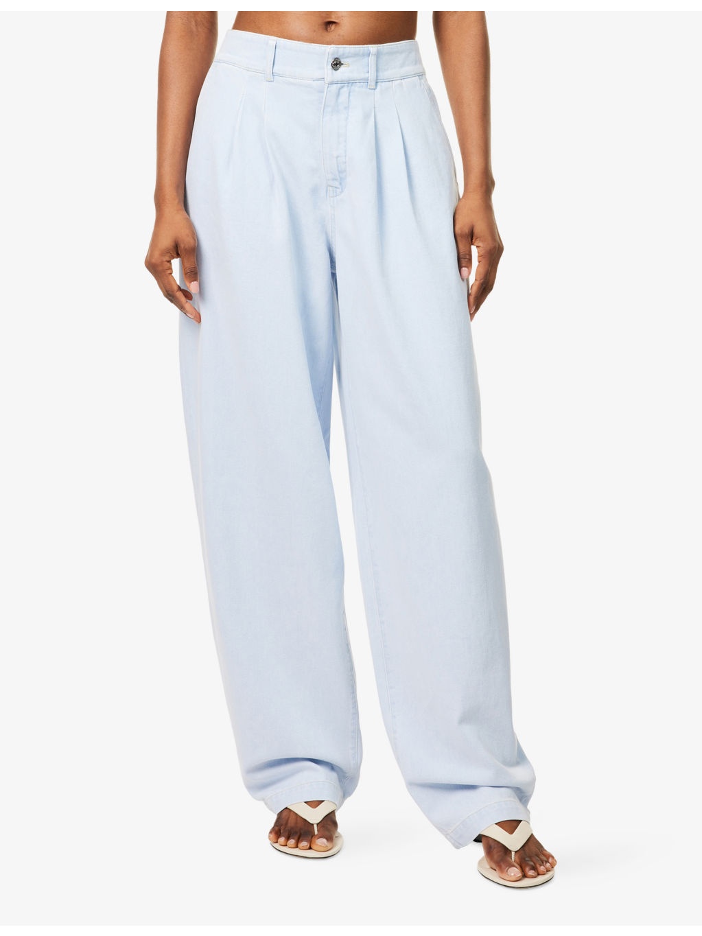 Tapered-Leg High-Rise Cotton-Blend Trousers - 3