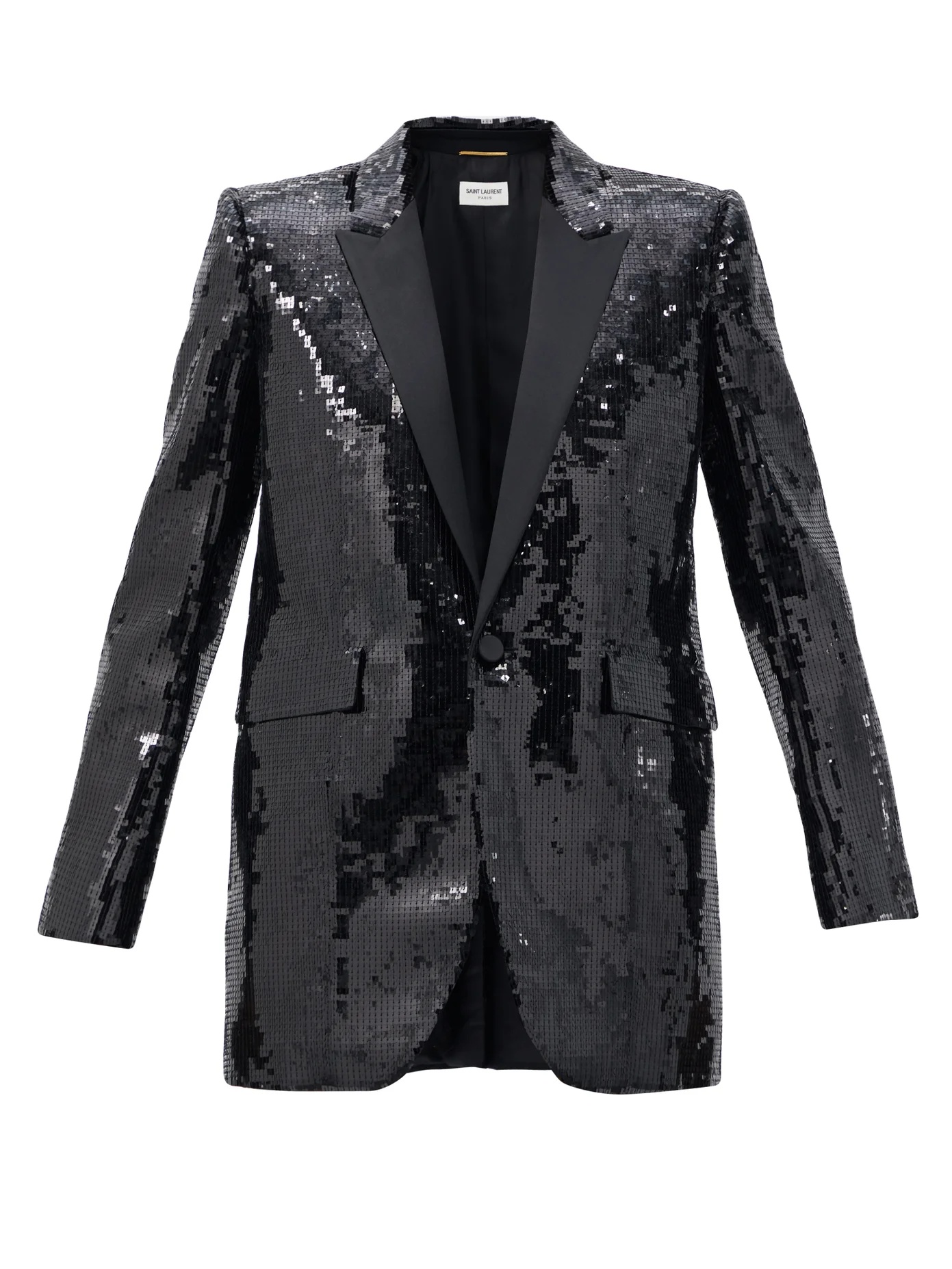 Sequin-embellished wool tuxedo jacket - 1