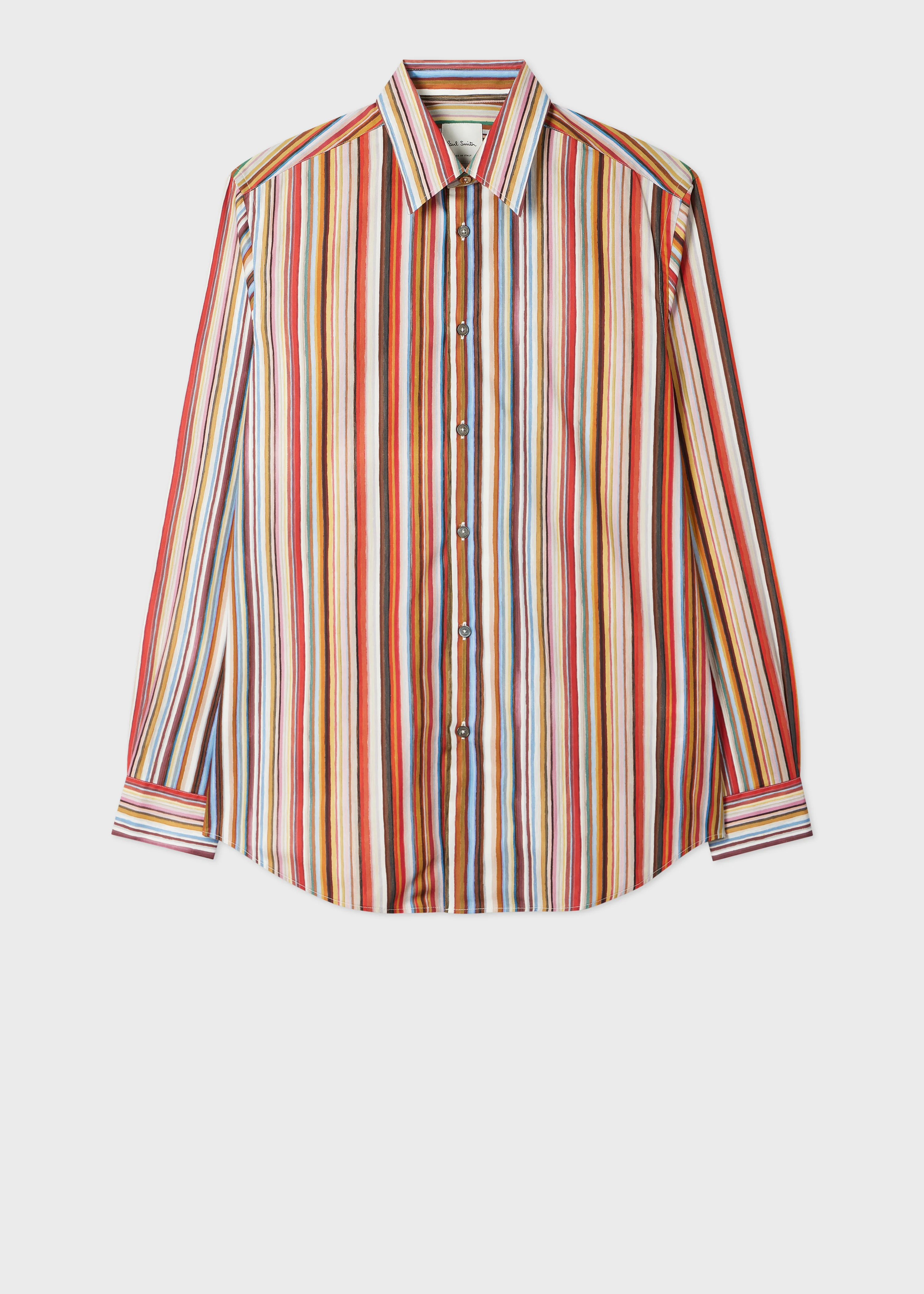 'Painted Signature Stripe' Print Cotton Shirt - 1