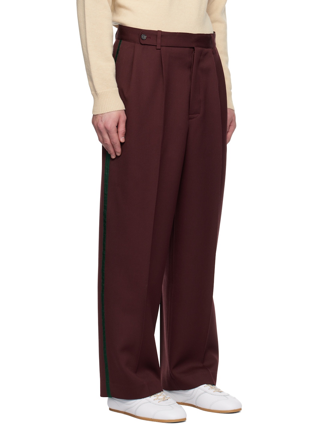 Burgundy Riding Twill Braided Trousers - 2