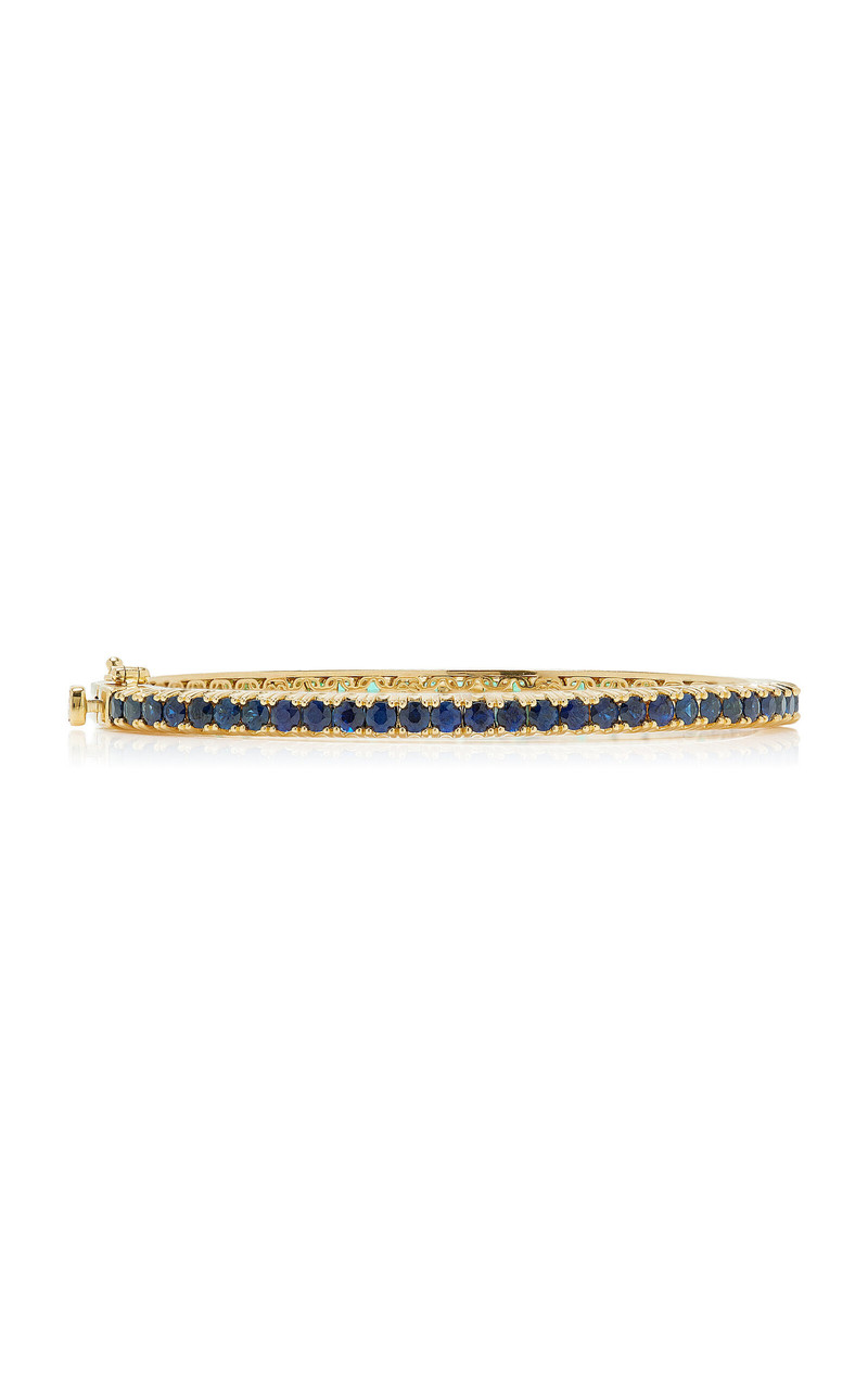 14k Yellow Gold Sapphire Emerald Bangle green 1