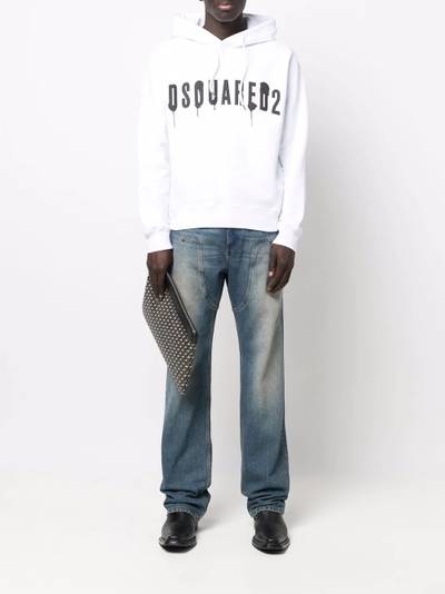 DSQUARED2 logo-print drawstring hoodie outlook