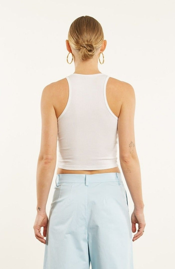 WHITE RIB CROPPED TANK - 4