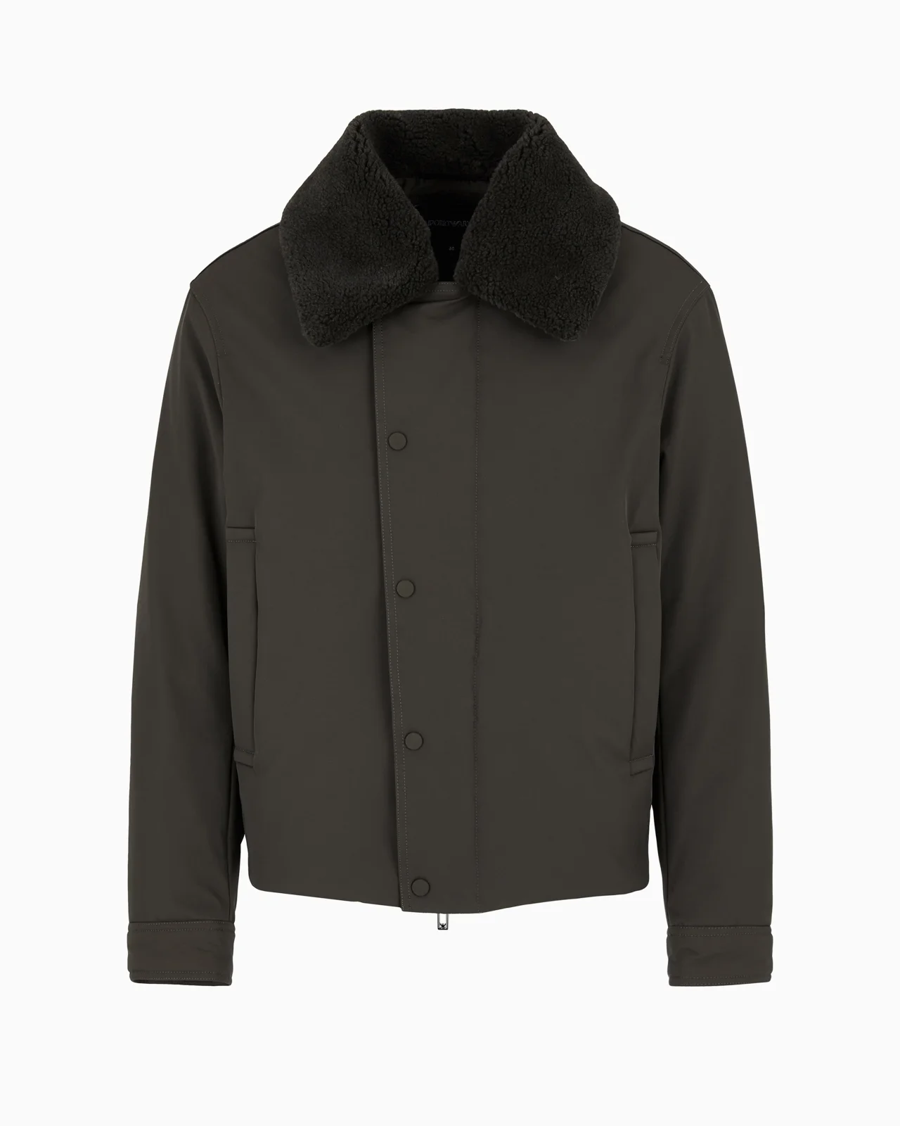 Nylon twill jacket with shearling-effect collar - 1
