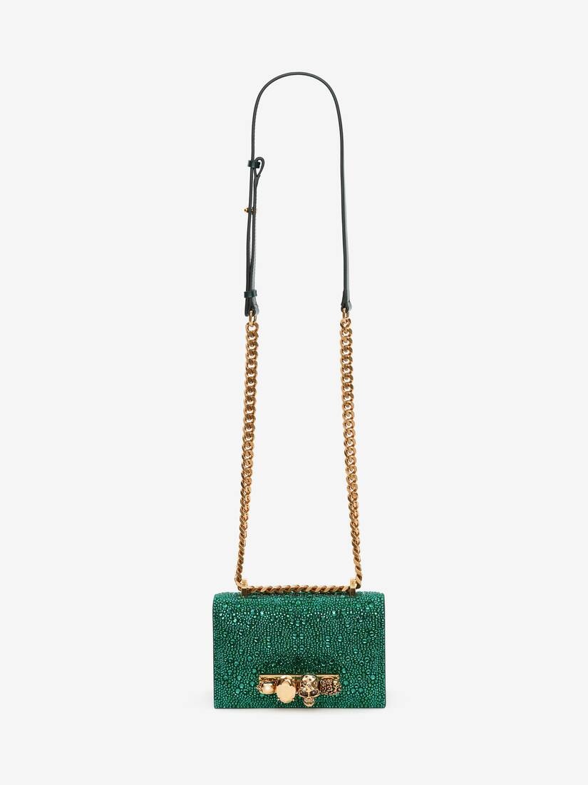 Women's Mini Jewelled Satchel in Emerald - 5