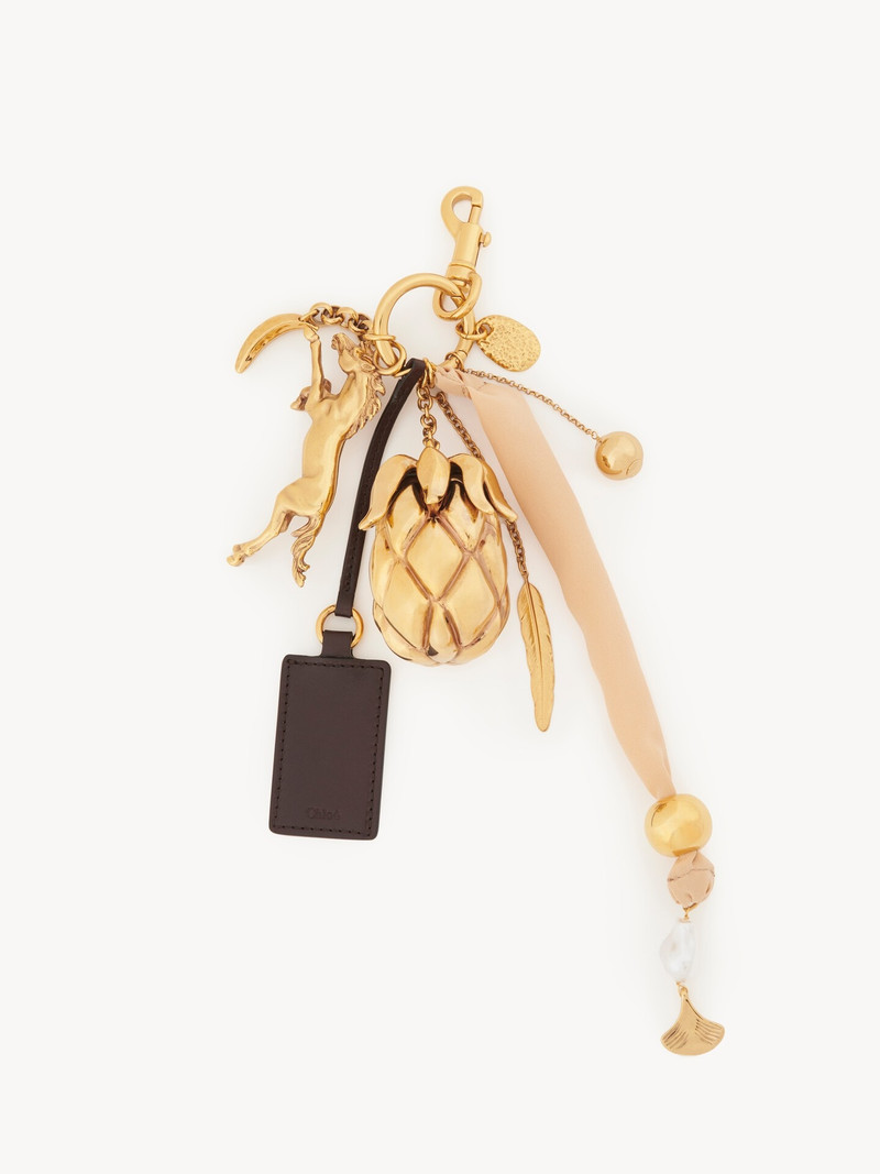 Chloé GIGA PINEAPPLE BAG CHARM IN BRASS, LEATHER & FABRIC outlook