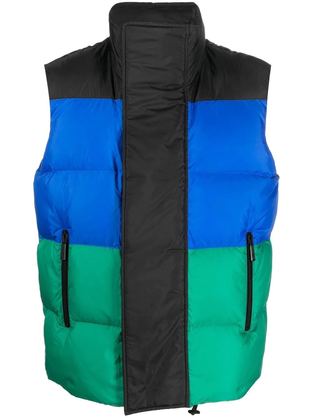 colour-block feather-down gilet - 1