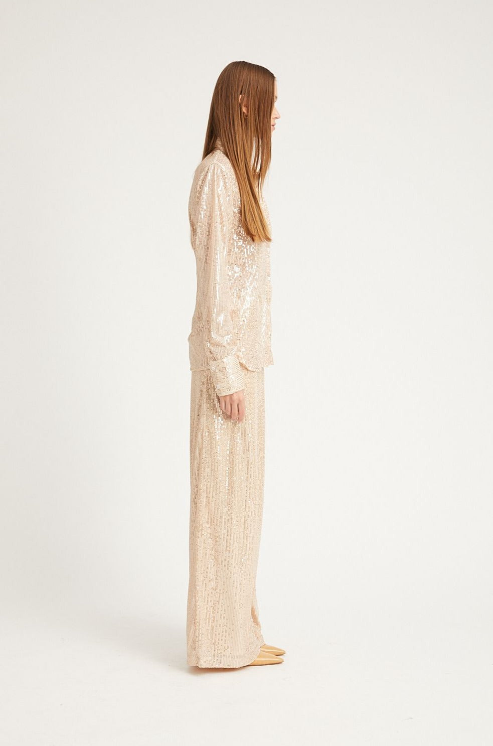OFF WHITE SEQUIN WIDE LEG PANTS - 3