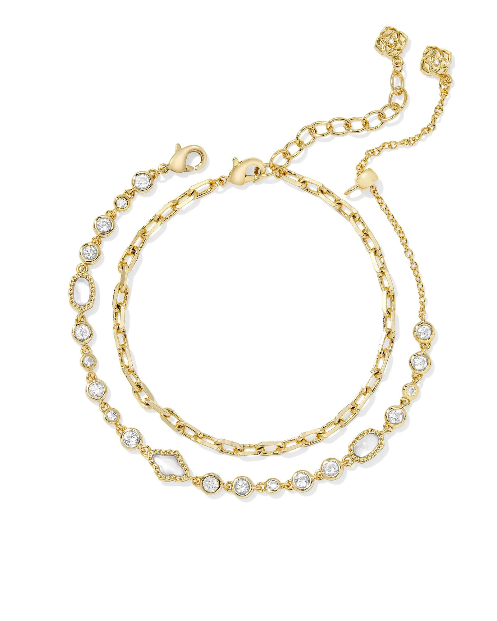 Mini Elisa and Abbie Gold Set of 2 Delicate Chain Bracelets - 1